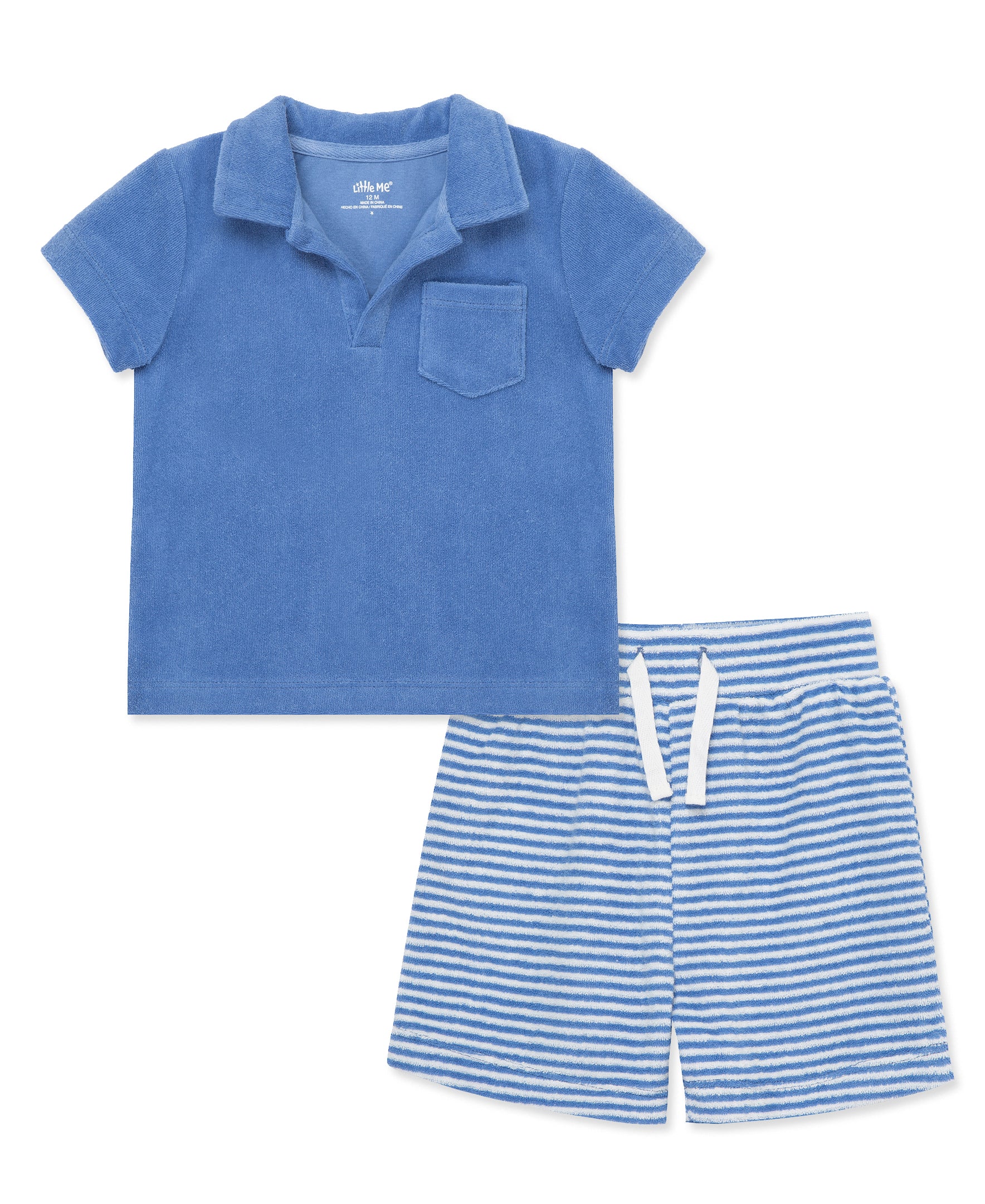 Blue Terry Short Set (12M-24M) - Little Me