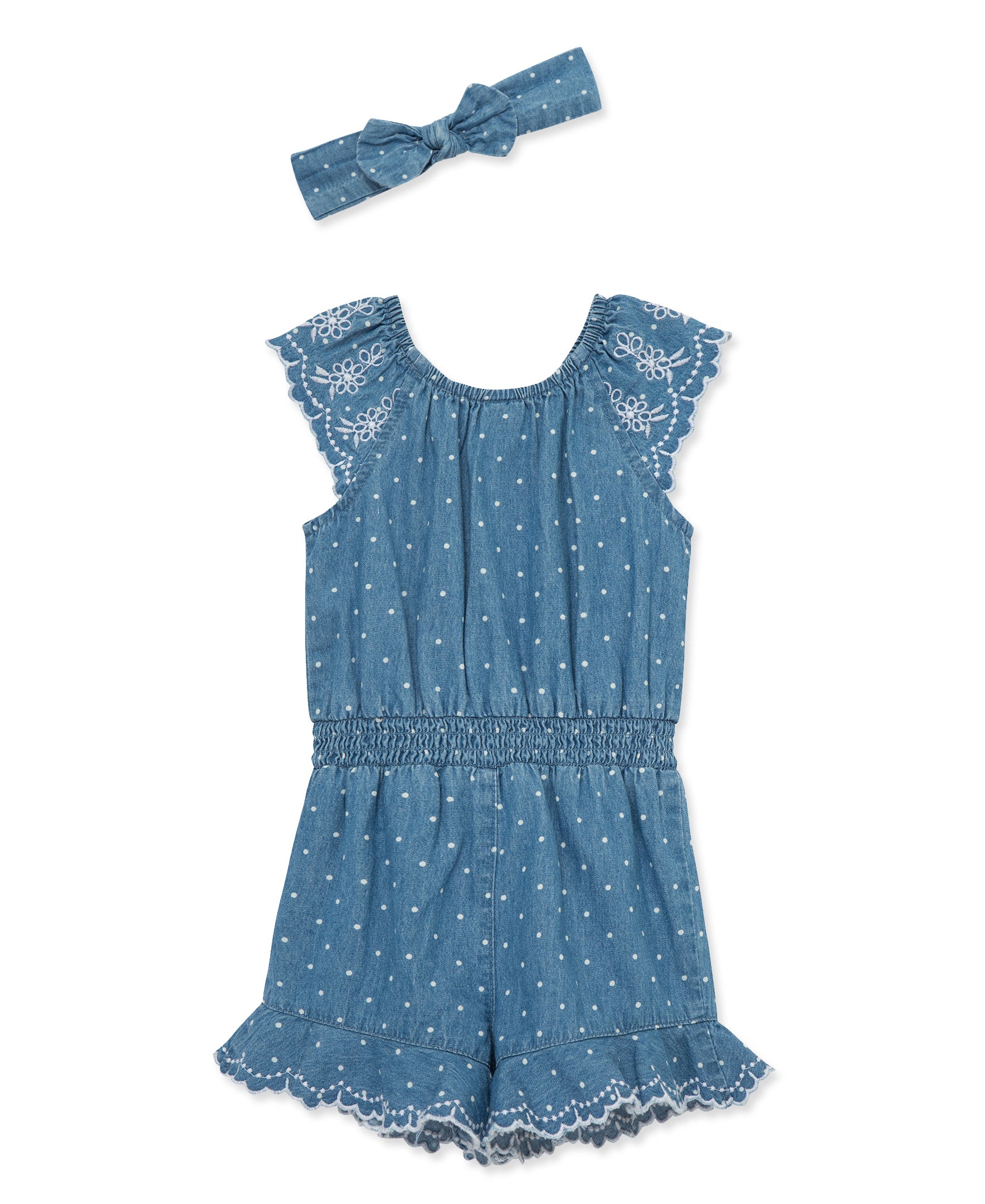 Chambray Woven Romper & Headband (12M-24M) - Little Me