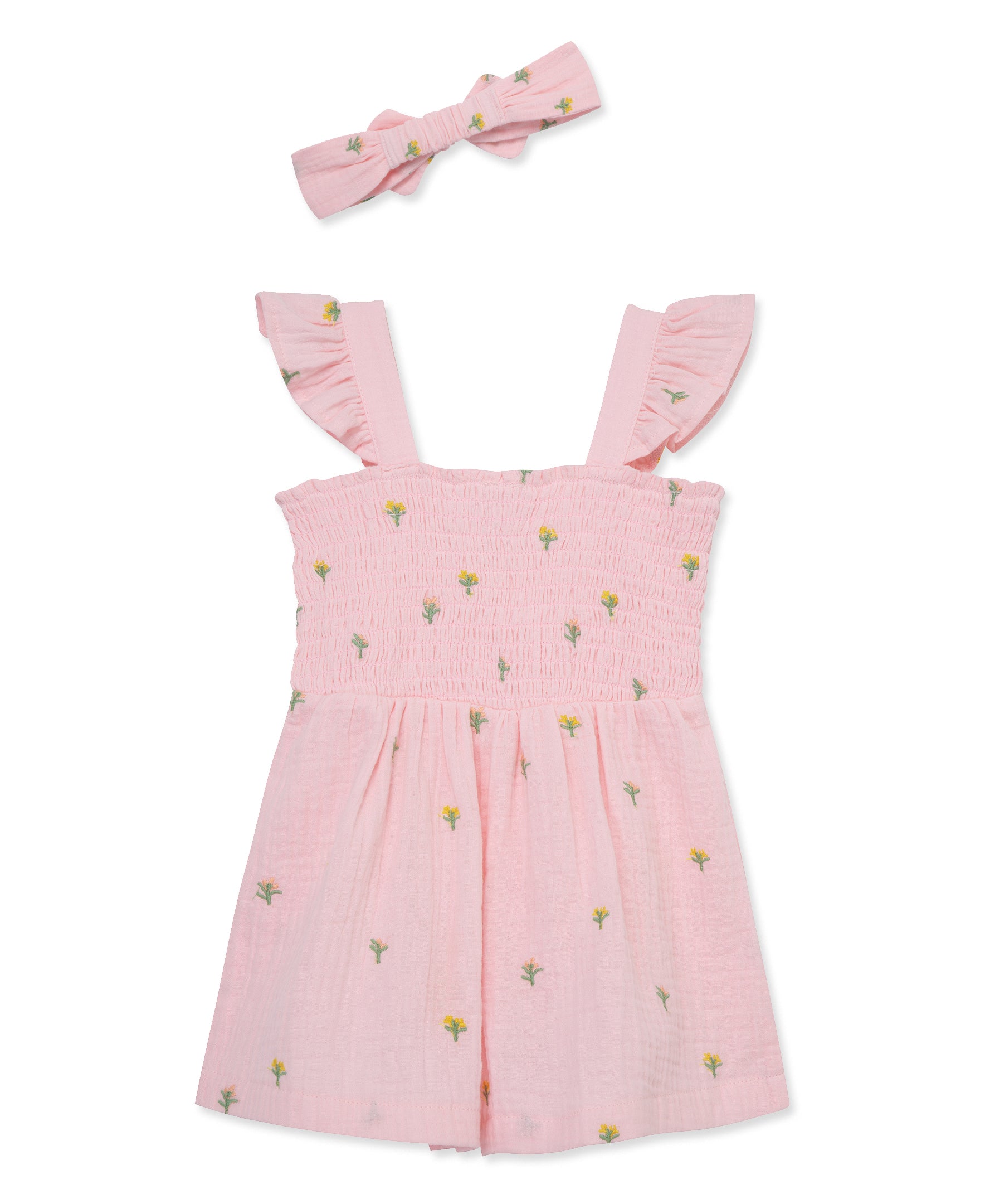 Floral Schiffli Woven Romper & Headband (2T-4T) - Little Me