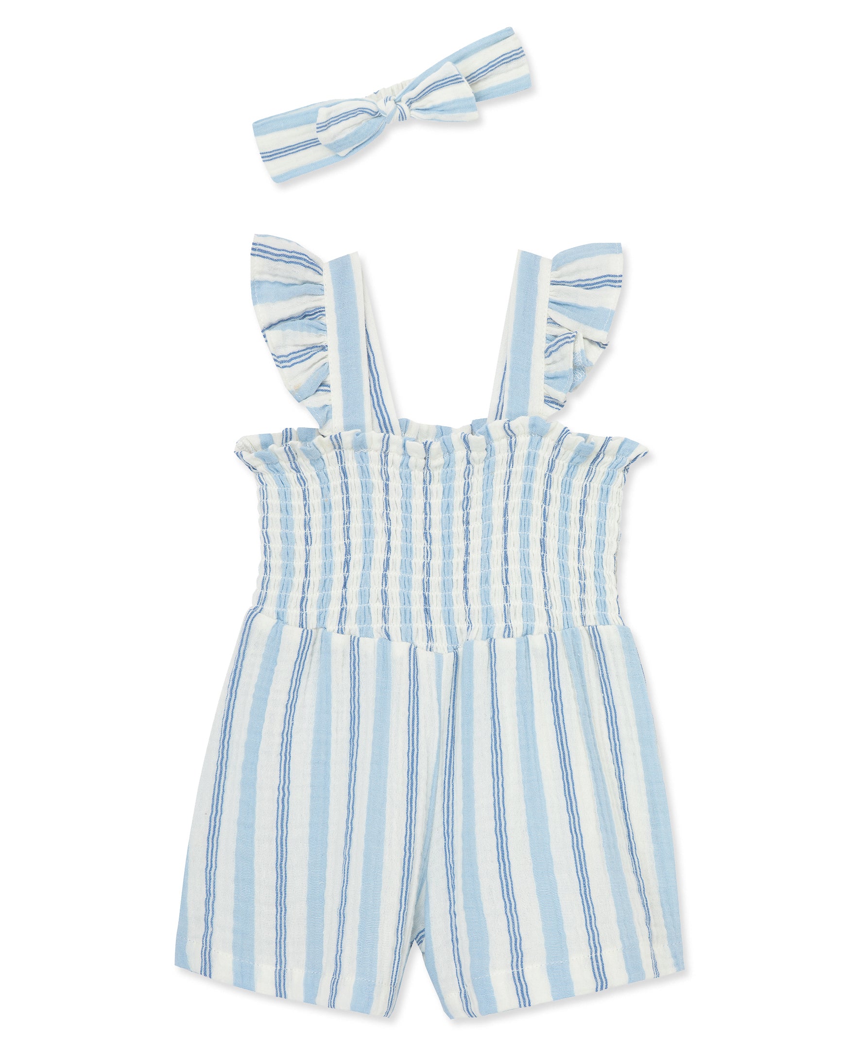 Blue Stripe Gauze Romper (12M-24M) - Little Me