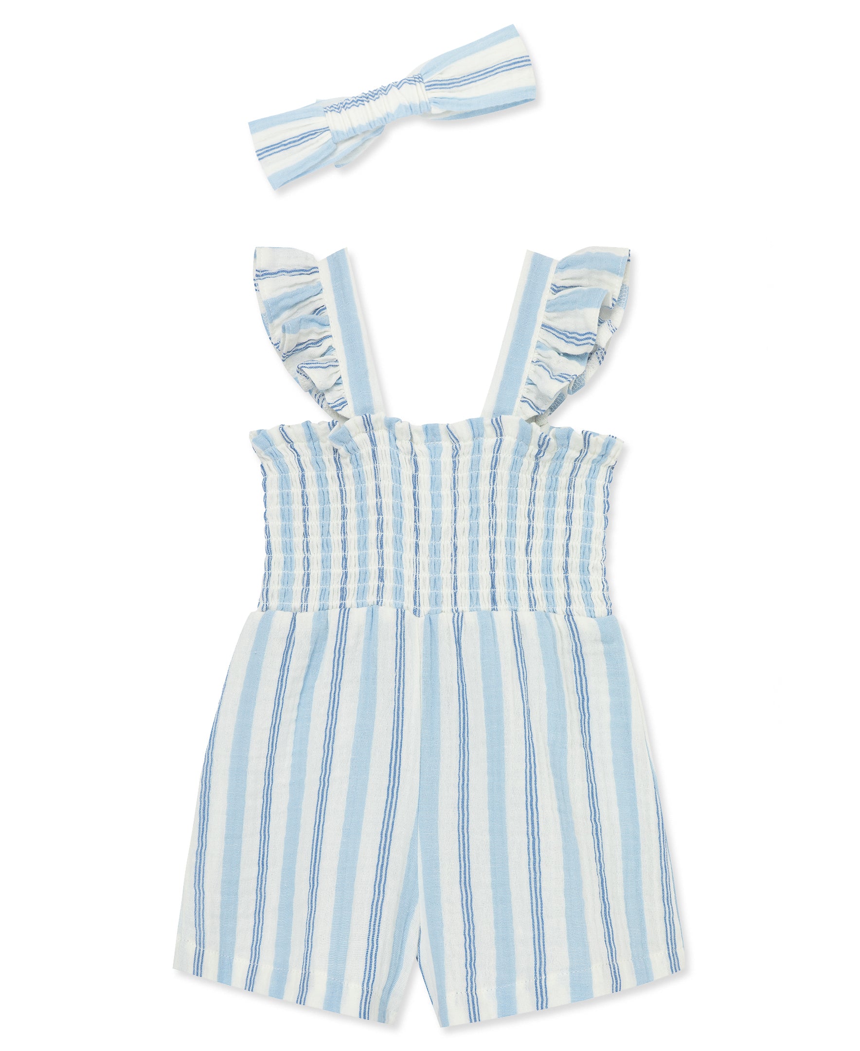 Blue Stripe Gauze Romper (12M-24M) - Little Me