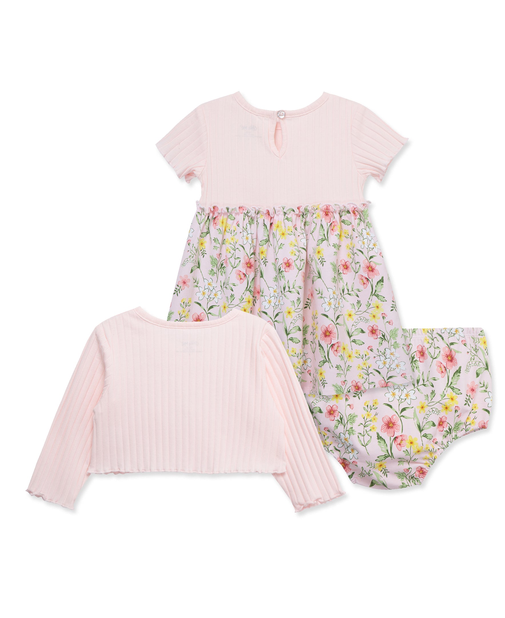 Pink Floral Knit Dress Set (12M-24M) - Little Me