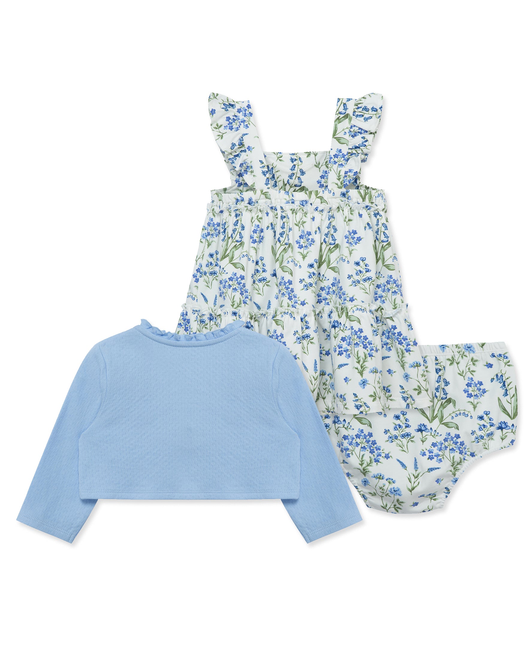 Blue Floral Knit Dress Set (12M-24M) - Little Me