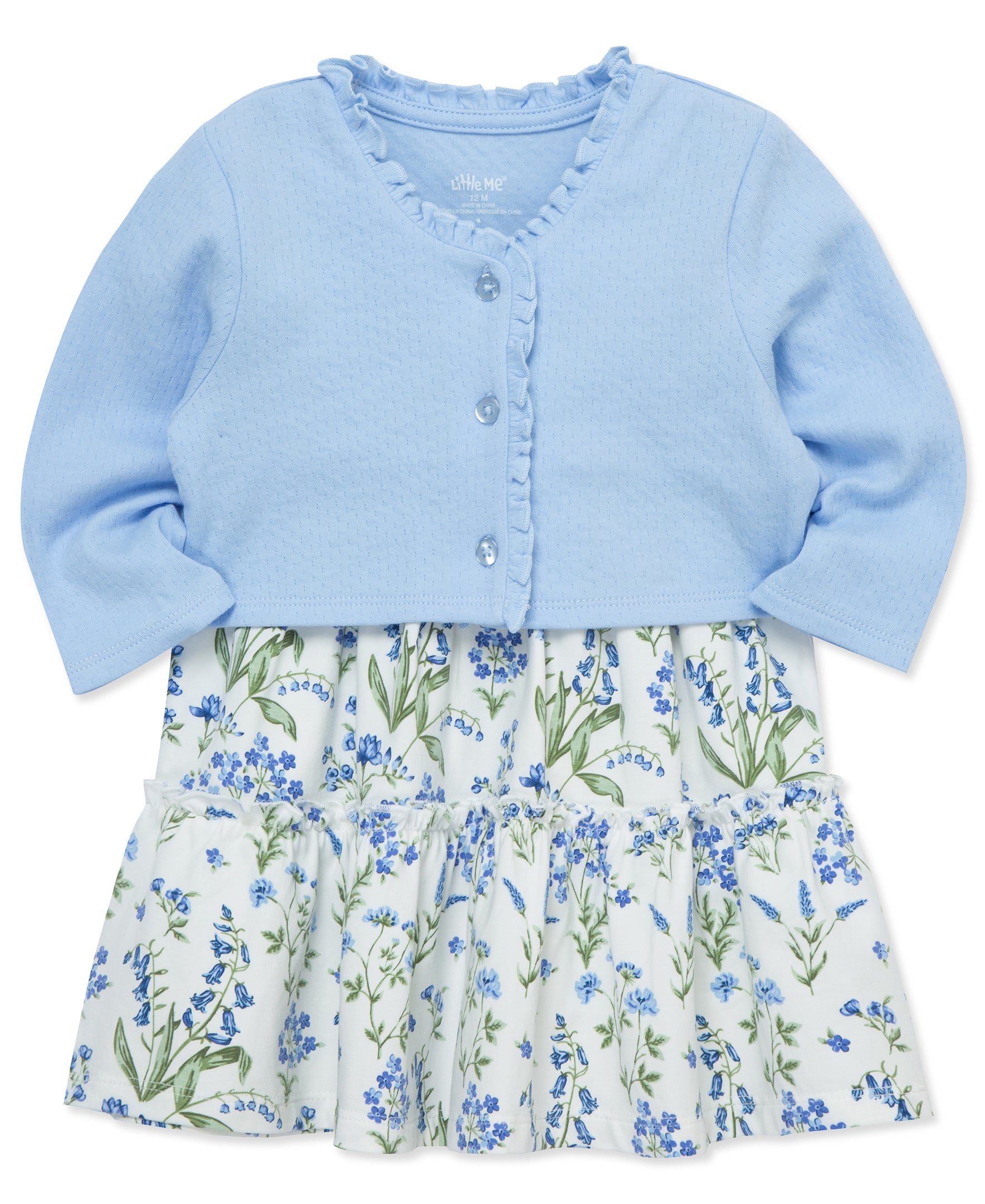 Blue Floral Knit Dress Set (2T-4T) - Little Me