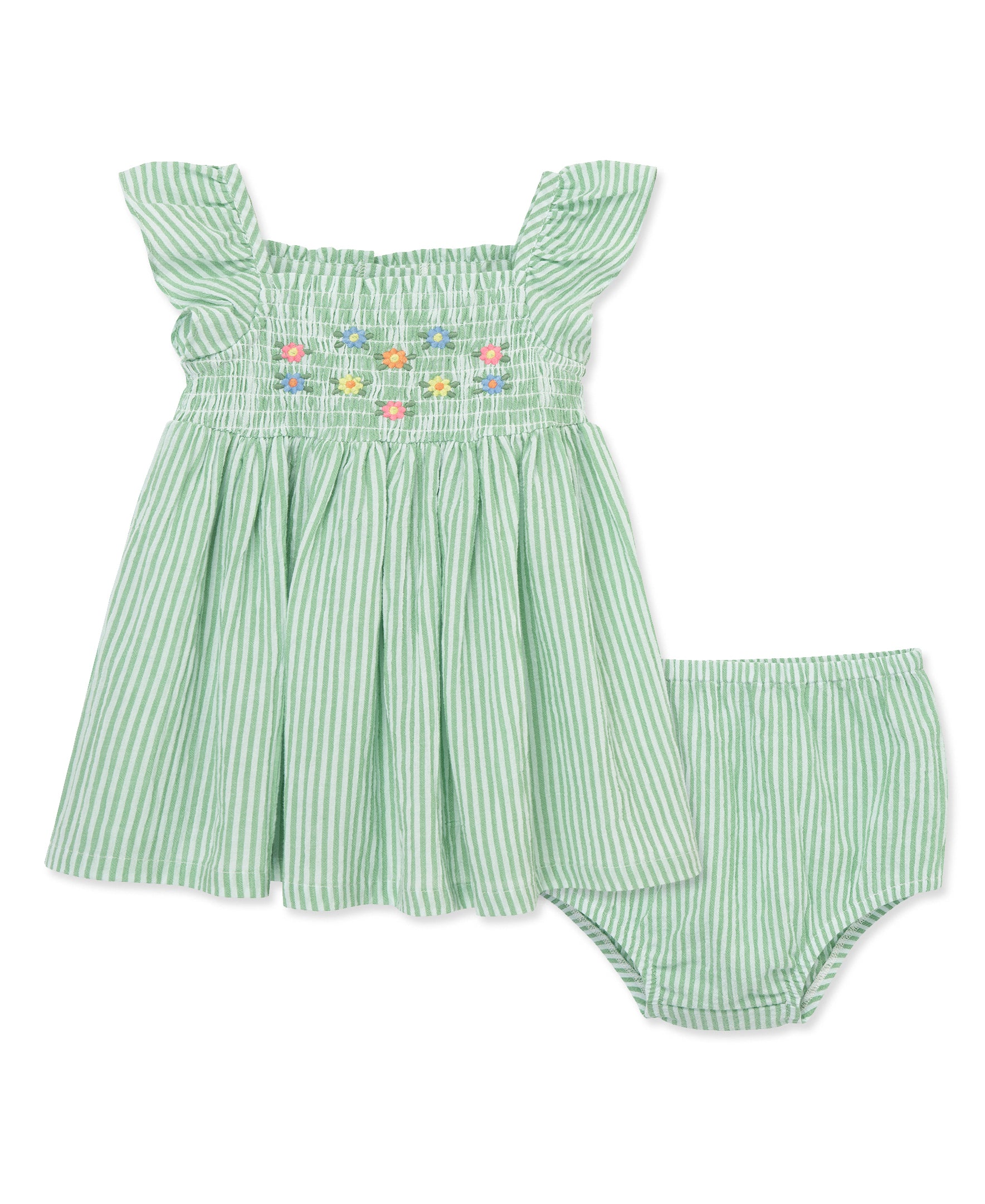 Green Embroidered Sundress with Panty (12M-24M) - Little Me