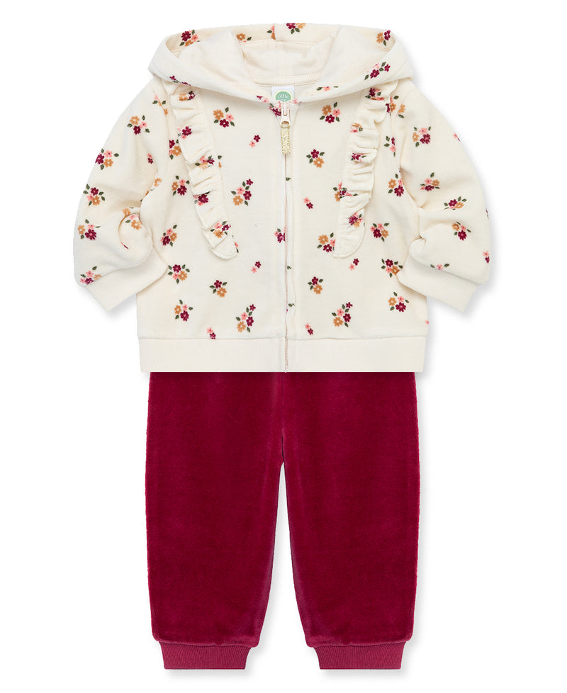 Floral Velour Zip Hoodie Set (18M-24M) - Little Me