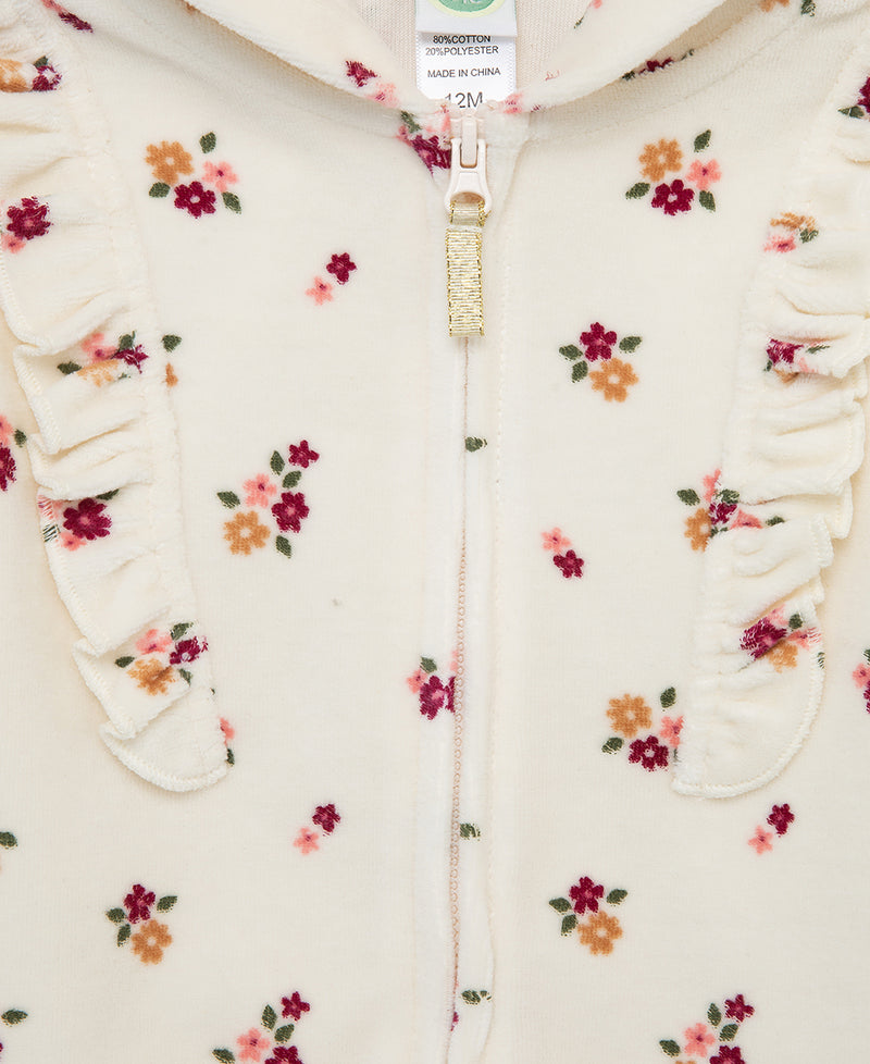 Floral Velour Toddler Zip Hoodie Set (2T-4T) - Little Me