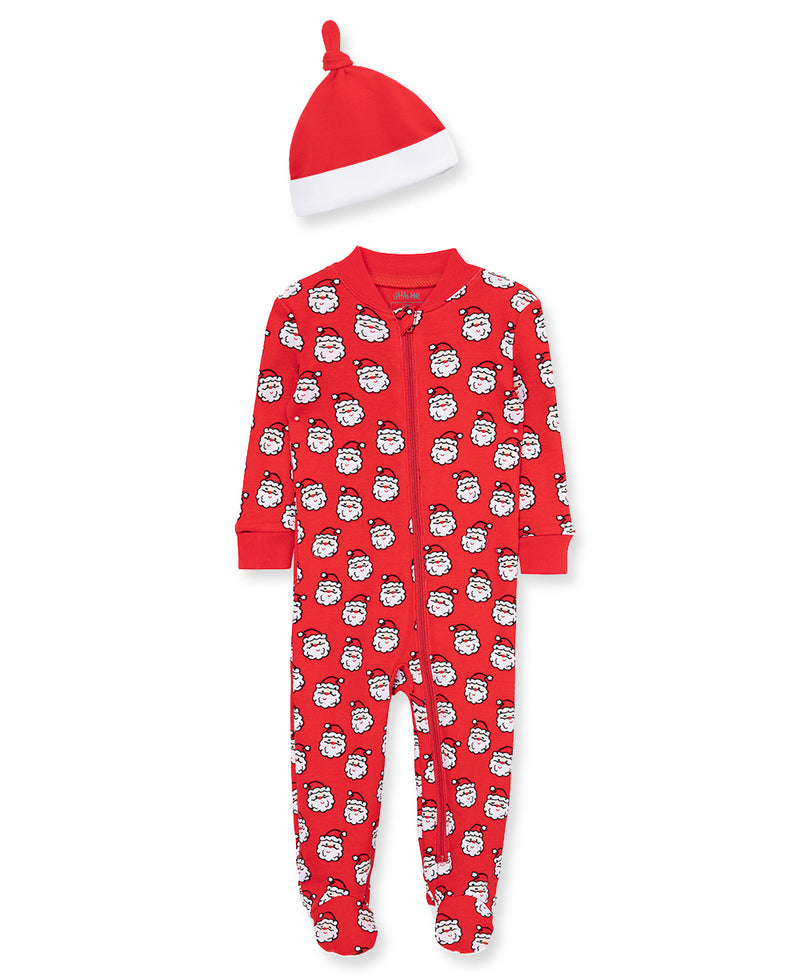 Santa Zip Front & Hat Infant Pajama - Little Me