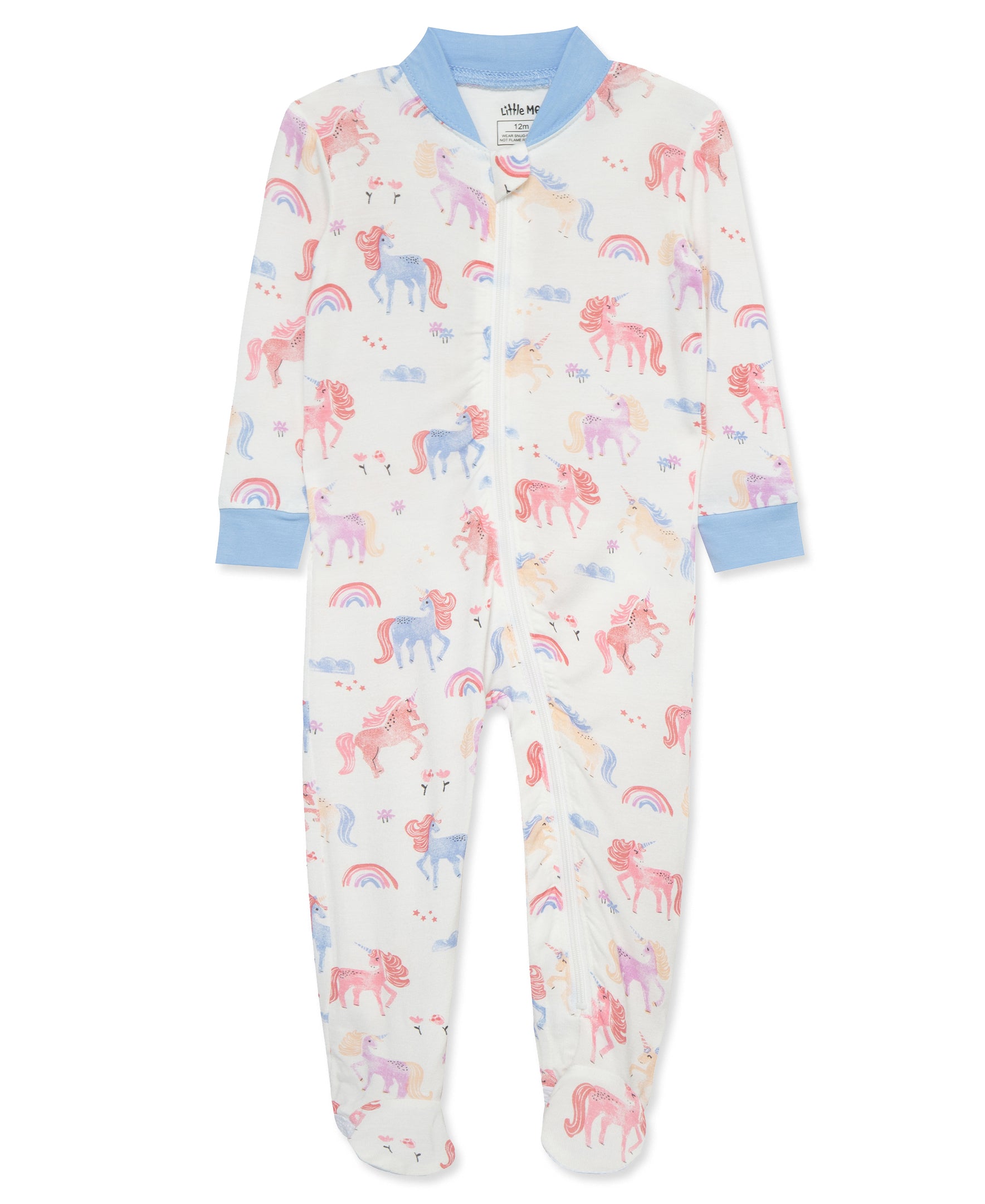 Unicorn Zip Front Footie - Little Me