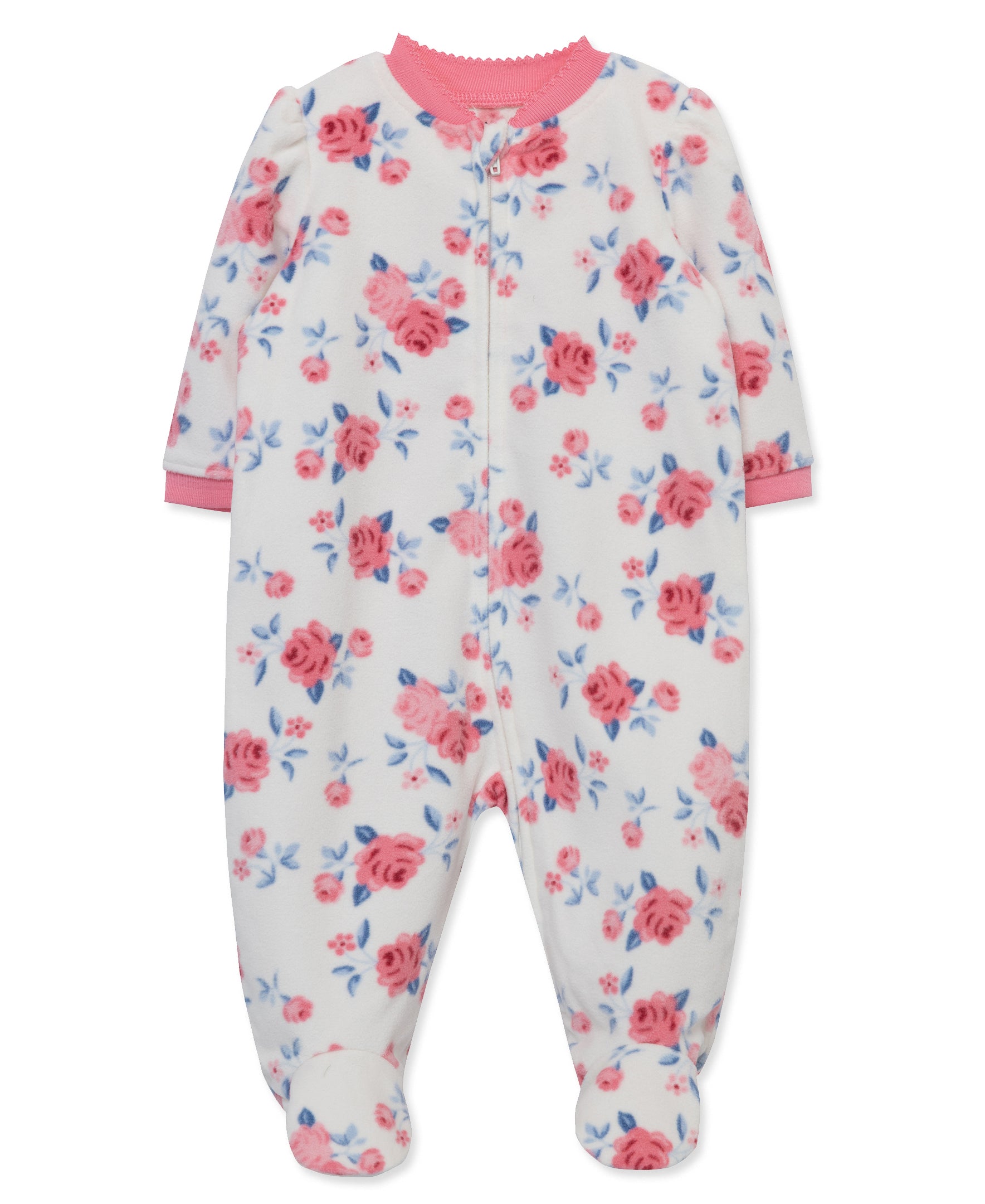 Rose Fleece Zip Front Sleeper Footie (12M-24M) - Little Me