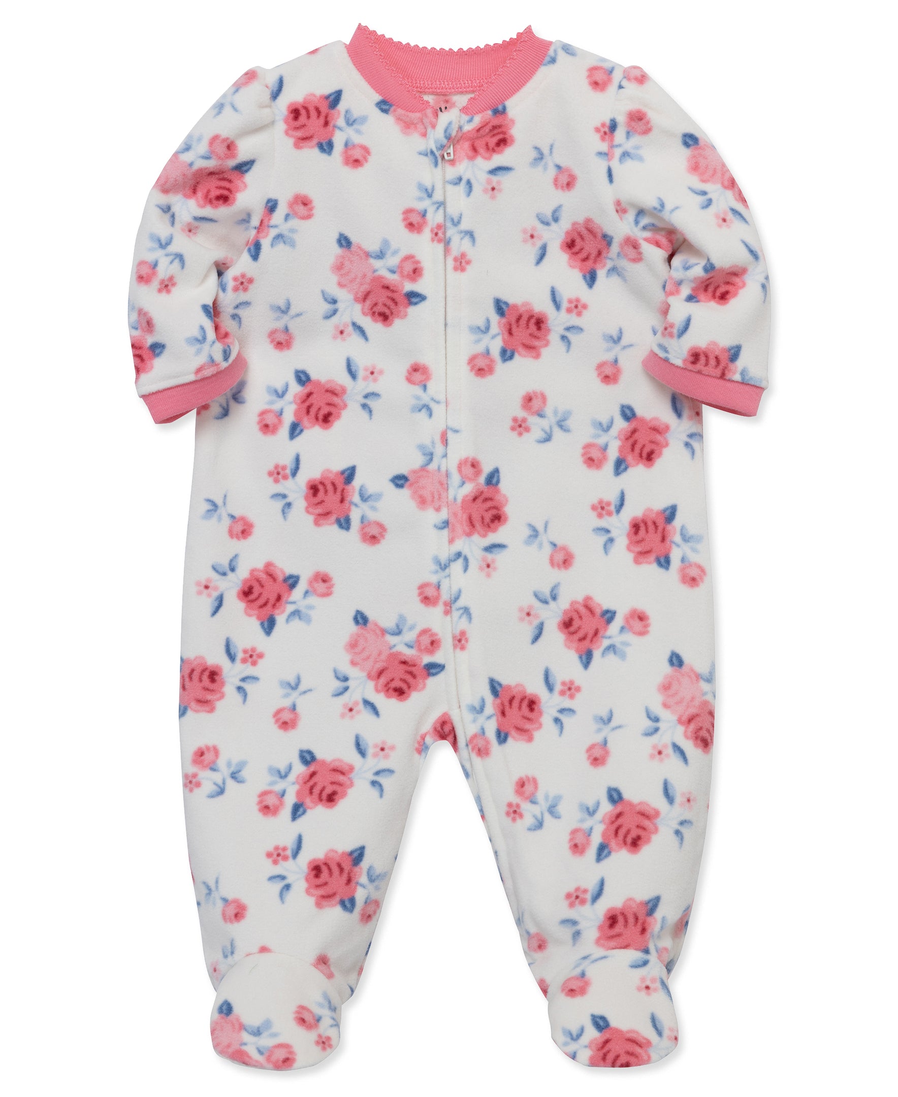 Rose Fleece Zip Front Sleeper Footie (12M-24M) - Little Me