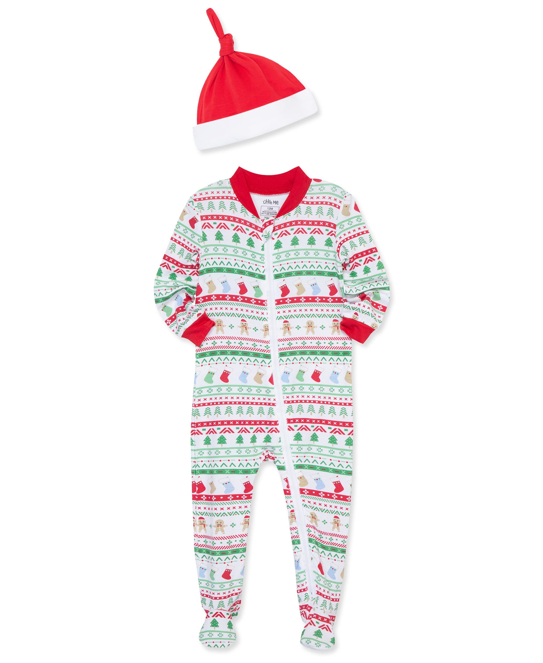 Fair Isle Zip Front Footie & Hat (12M-24M) - Little Me