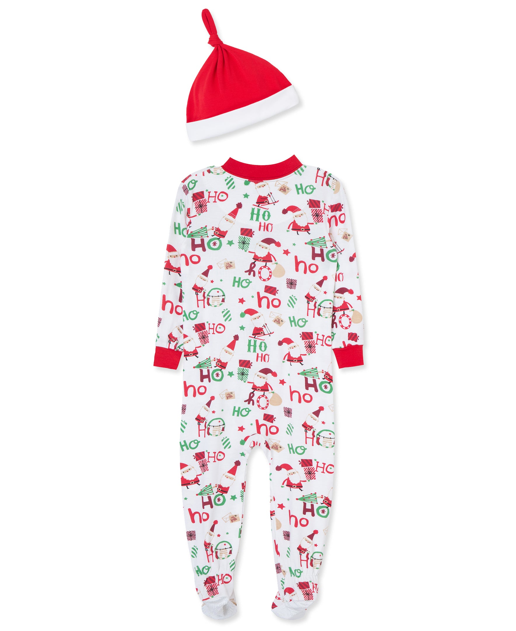 Ho Ho Ho Zip Front Footie & Hat (12M-24M) - Little Me