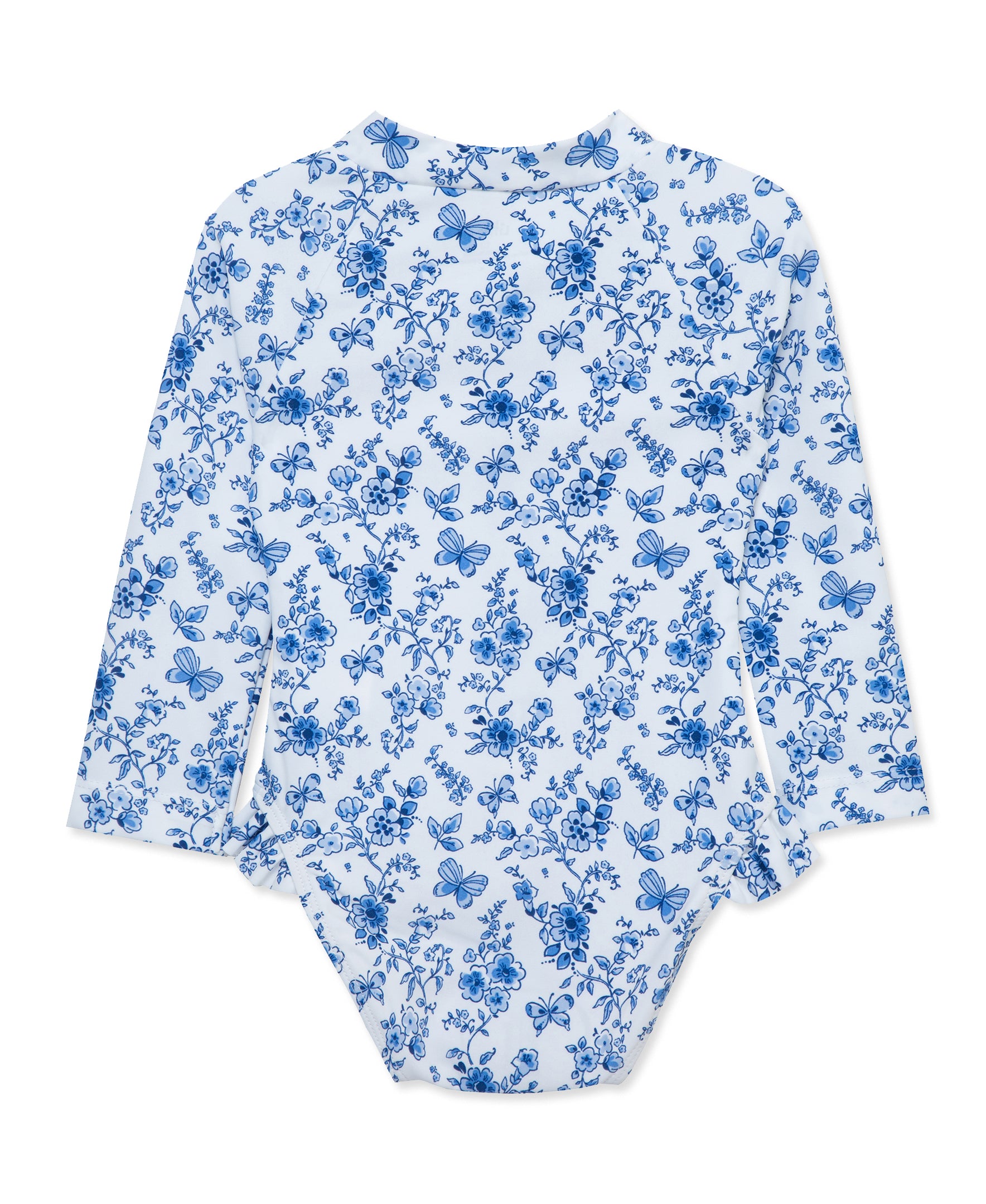 Blue Floral One-Piece Rashguard Swimsuit (2T-4T) - Little Me