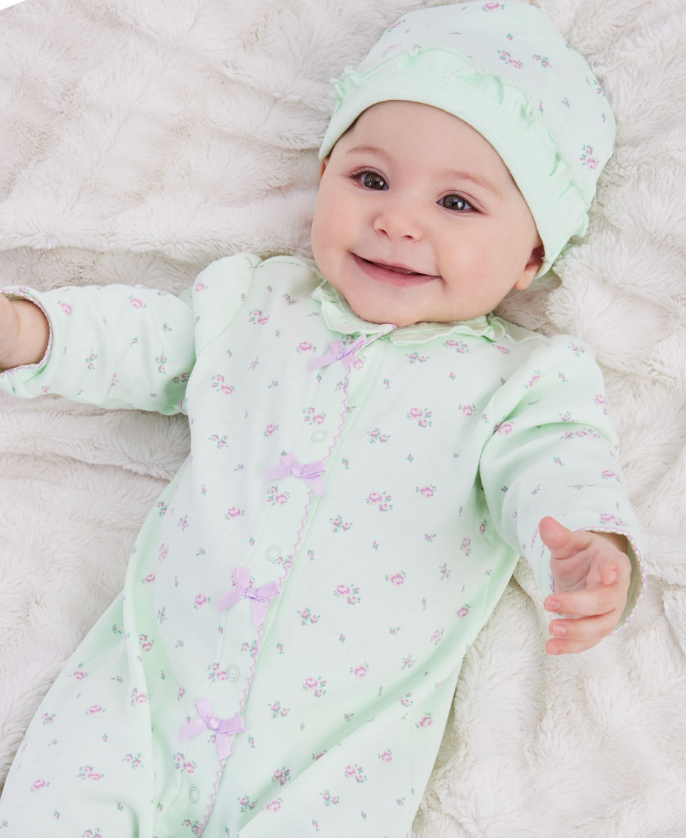 Petite Rose Footed One Piece And Hat Little Me