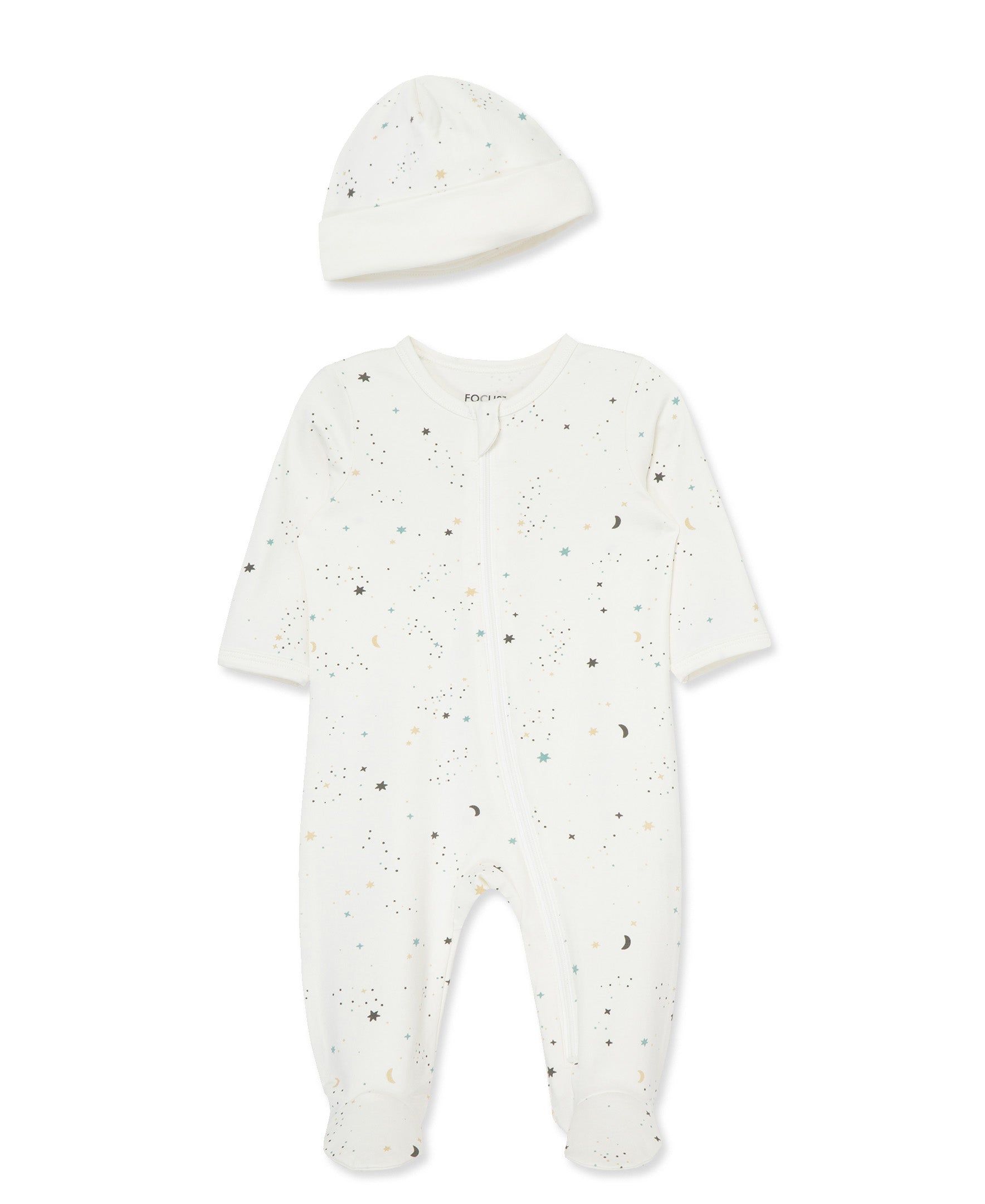 Focus Kids Celestial Zip Front Footie & Hat - Little Me