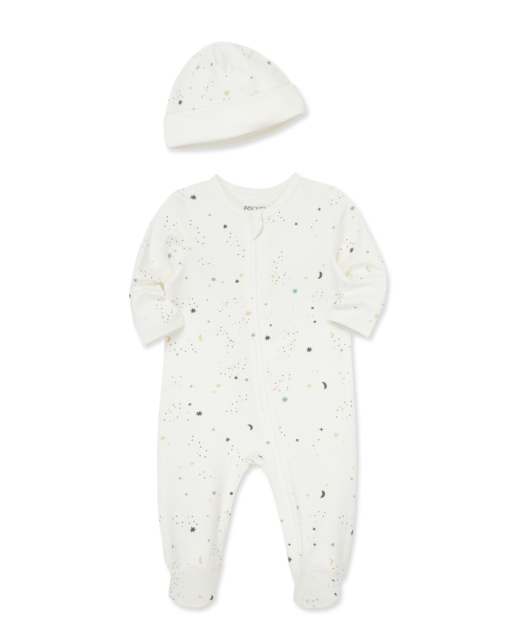 Focus Kids Celestial Zip Front Footie & Hat - Little Me