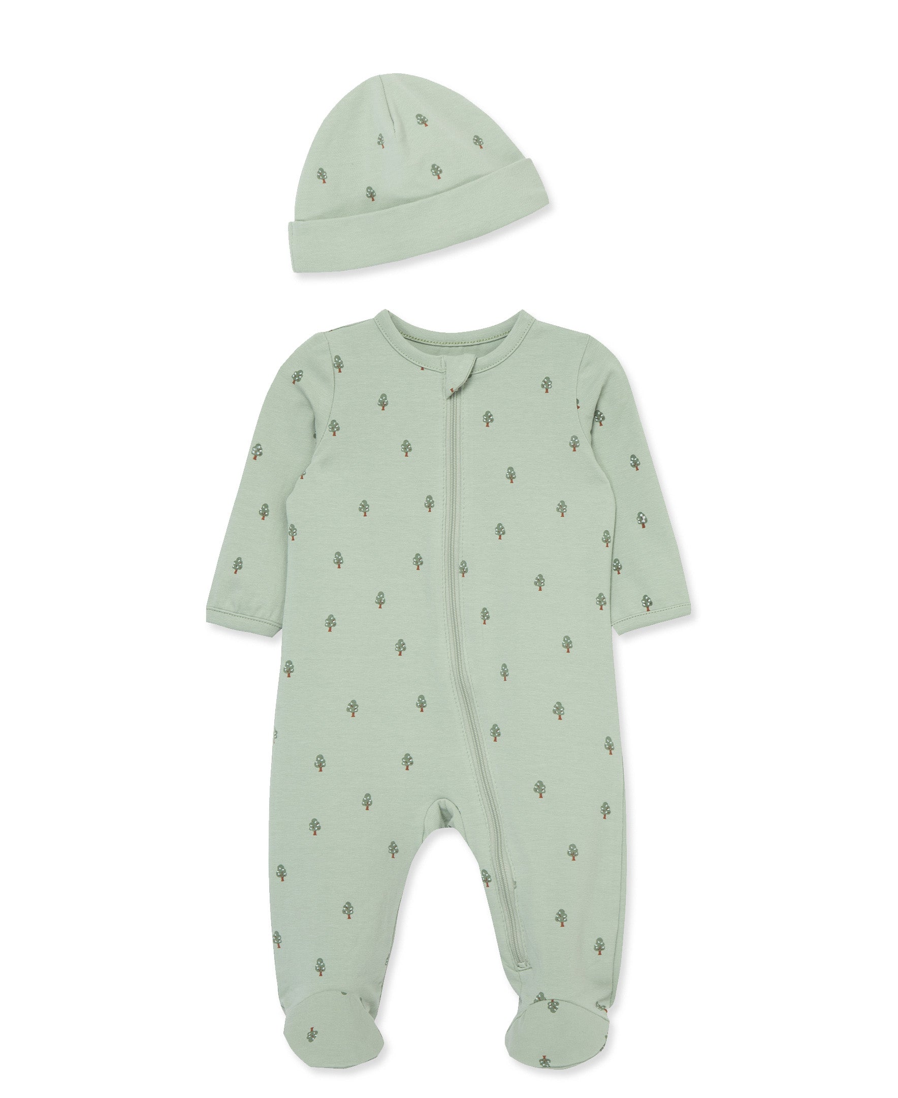 Focus Kids Foliage Zip Front Footie & Hat - Little Me