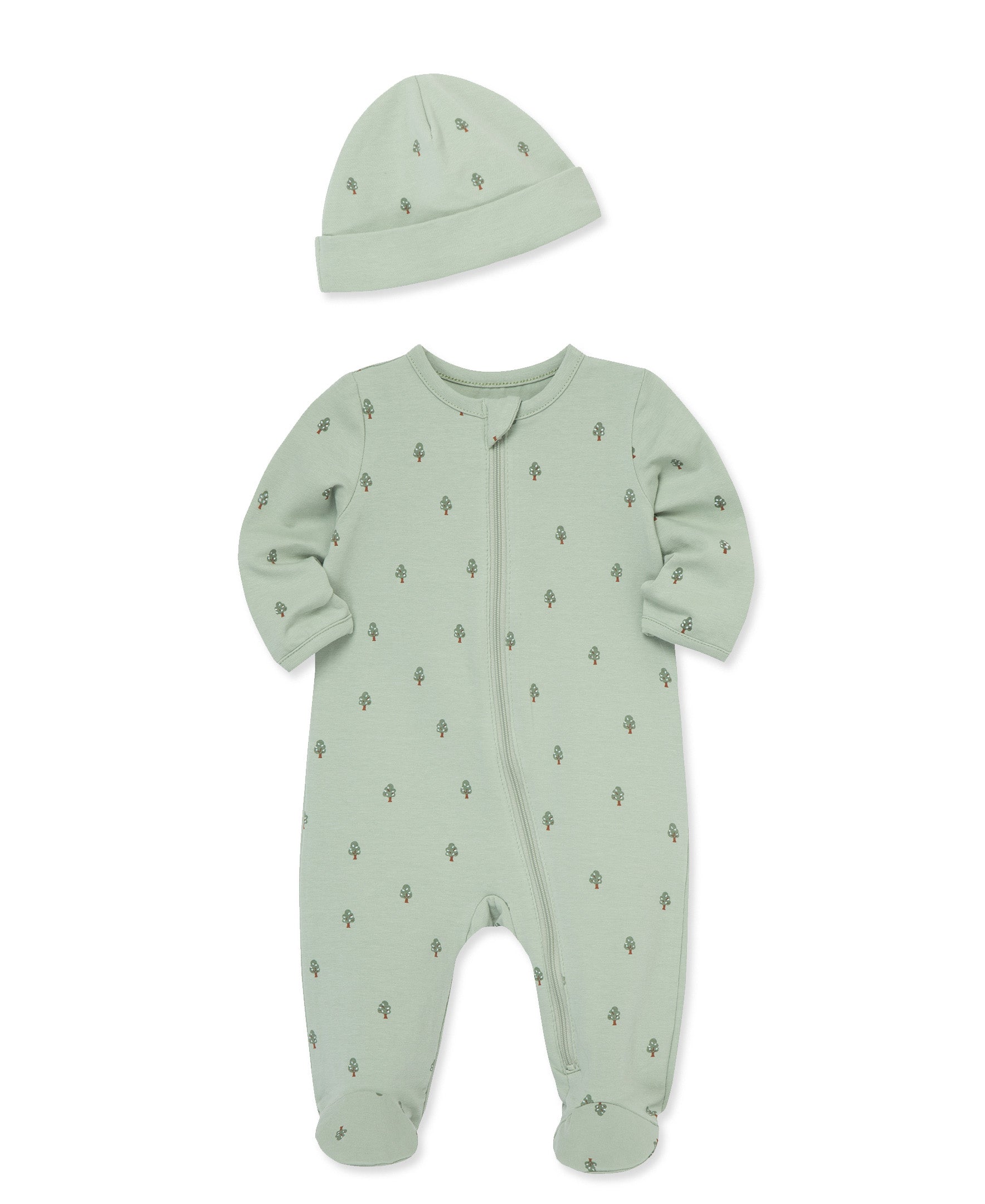 Focus Kids Foliage Zip Front Footie & Hat - Little Me