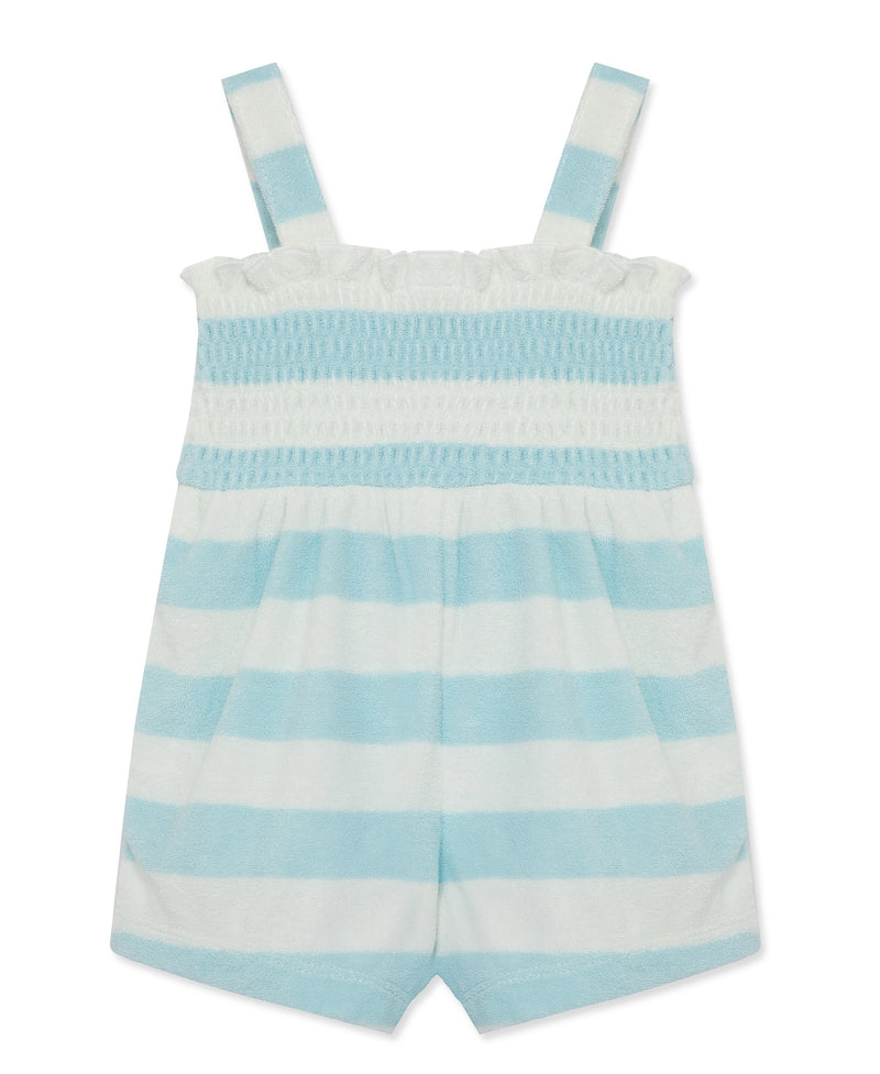 Focus Kids Blue Stripe Terry Romper (12M-24M) - Little Me