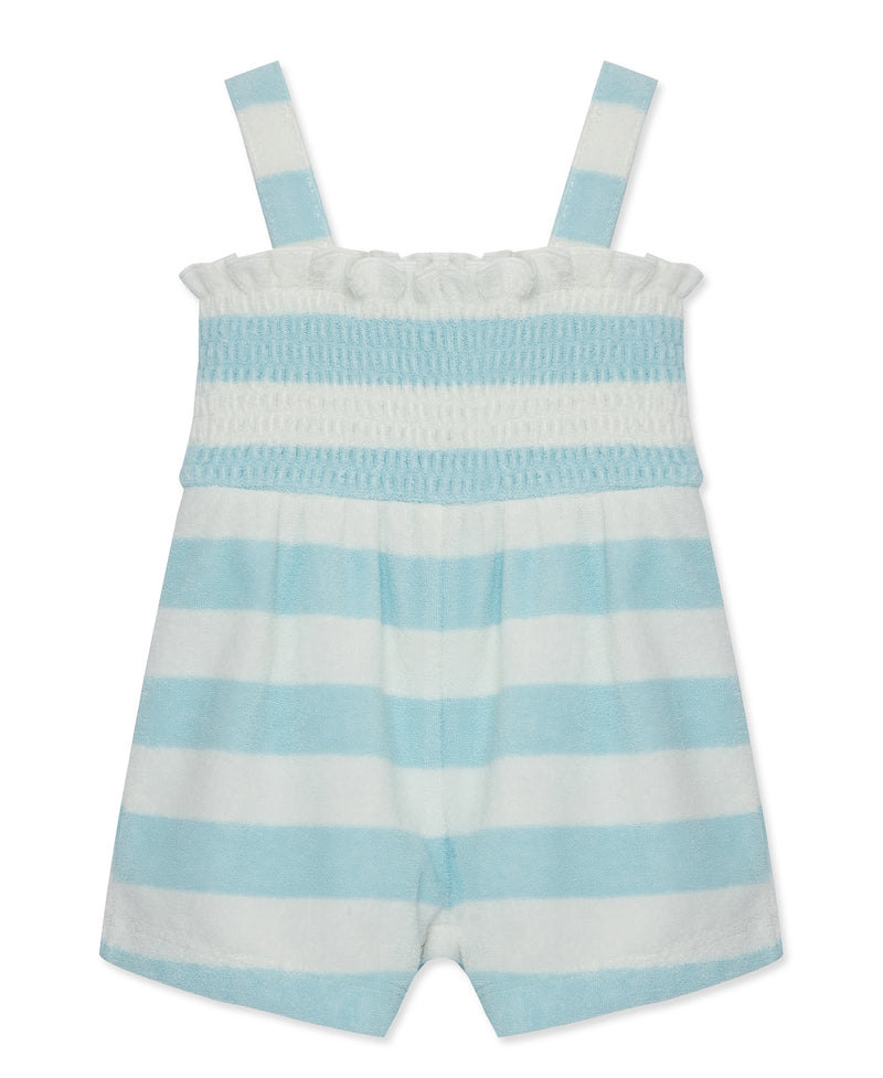 Focus Kids Blue Stripe Terry Romper (12M-24M) - Little Me