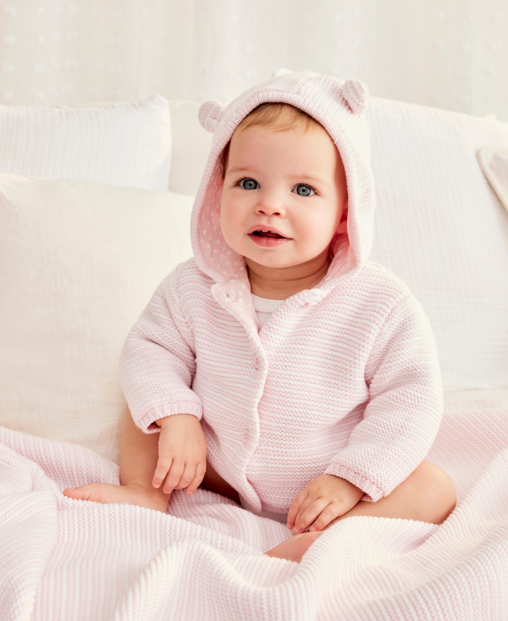 Imported Baby Girl Blended Stuff Hoodie For Winter In Pink main image 0