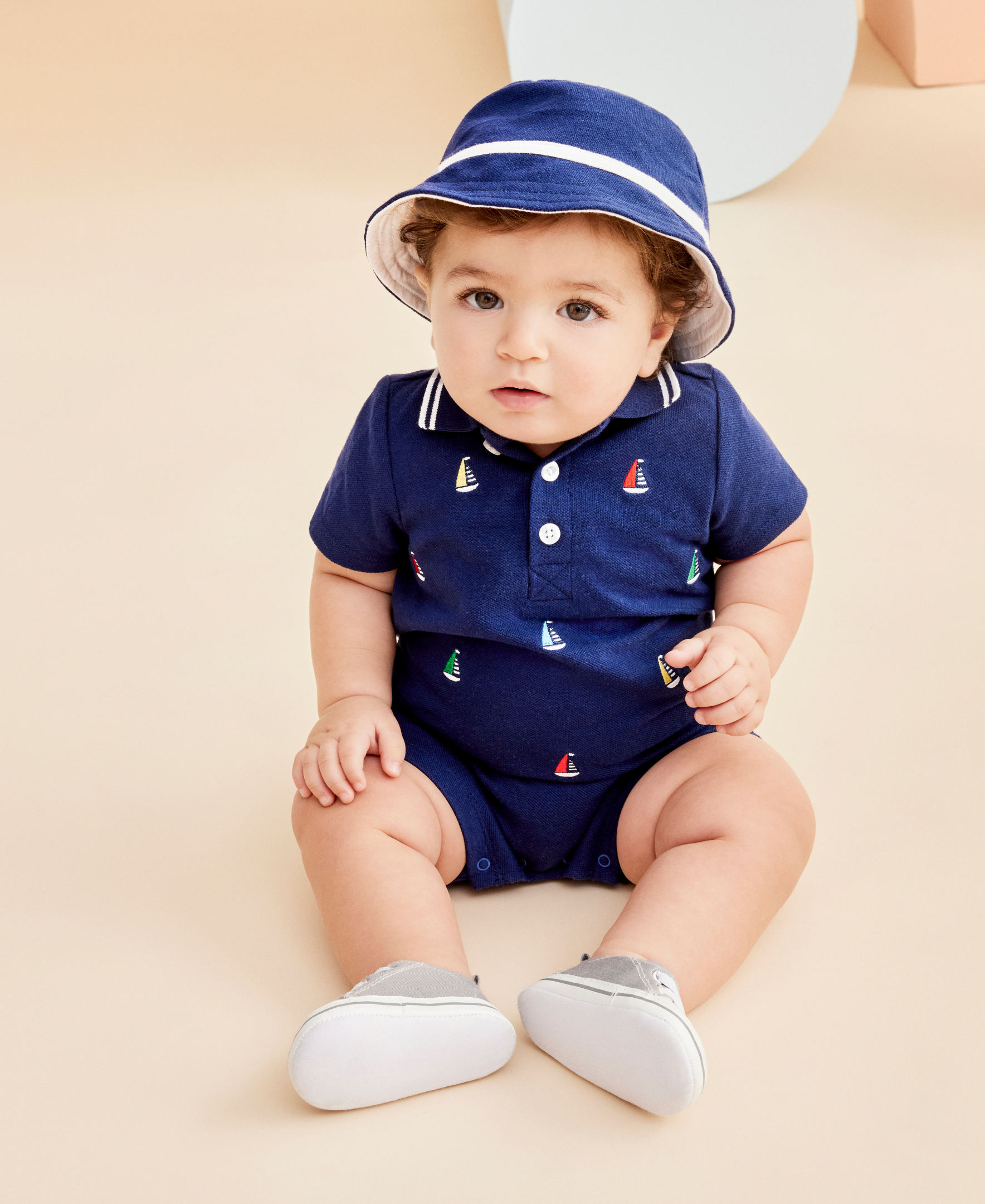 Sailboats Romper & Hat - Little Me