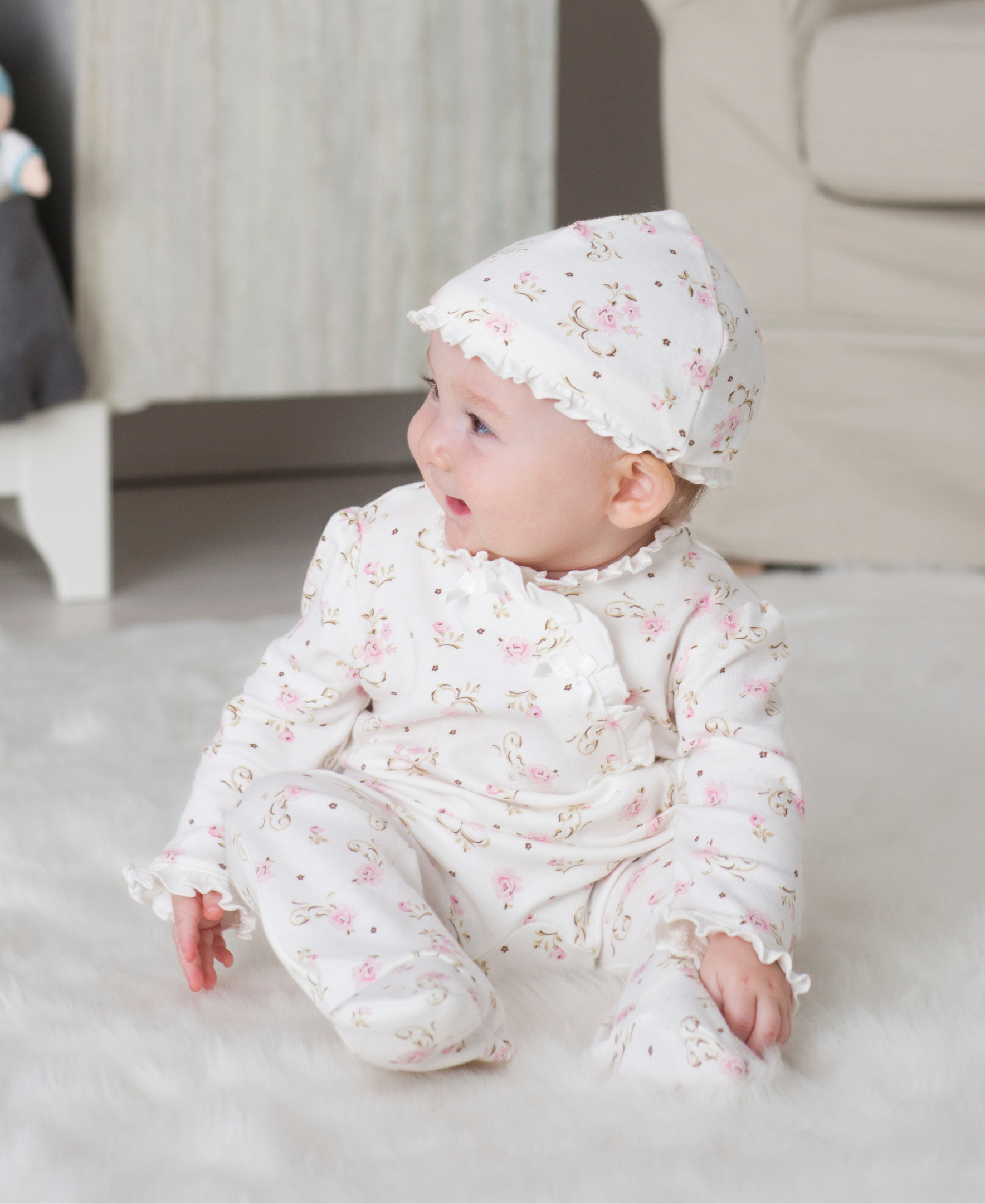 Vintage Rose Footed One-Piece And Hat - Little Me
