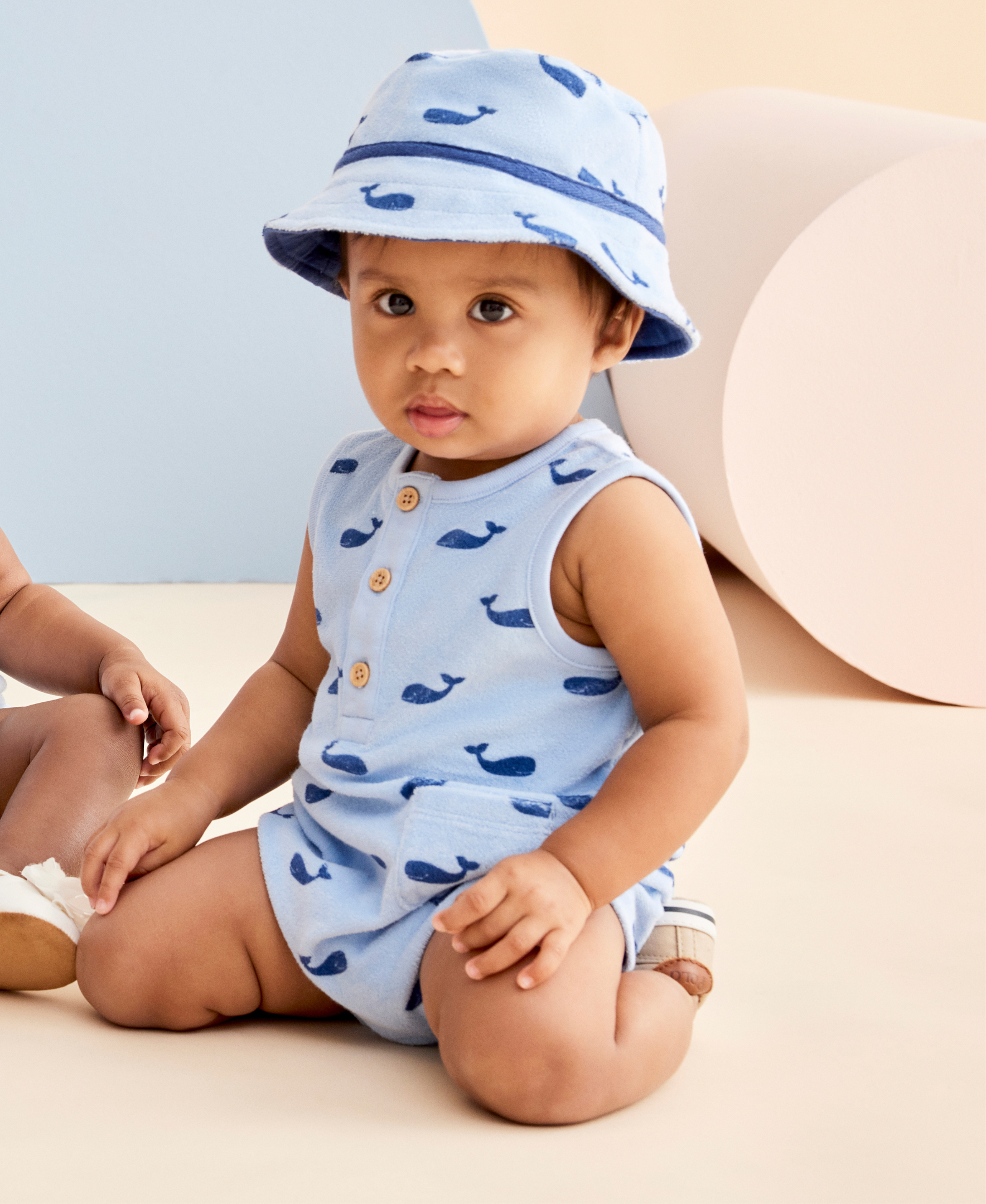 Whales Terry Romper & Hat Set - Little Me