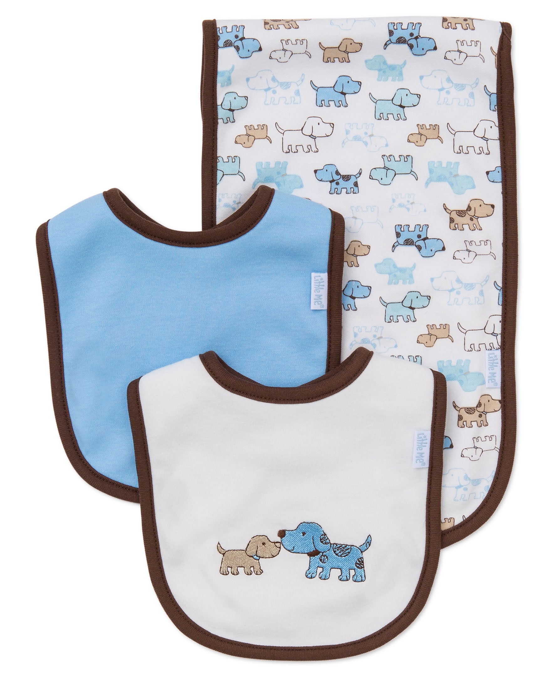 Cute Puppies Bib & Burp Set - Little Me