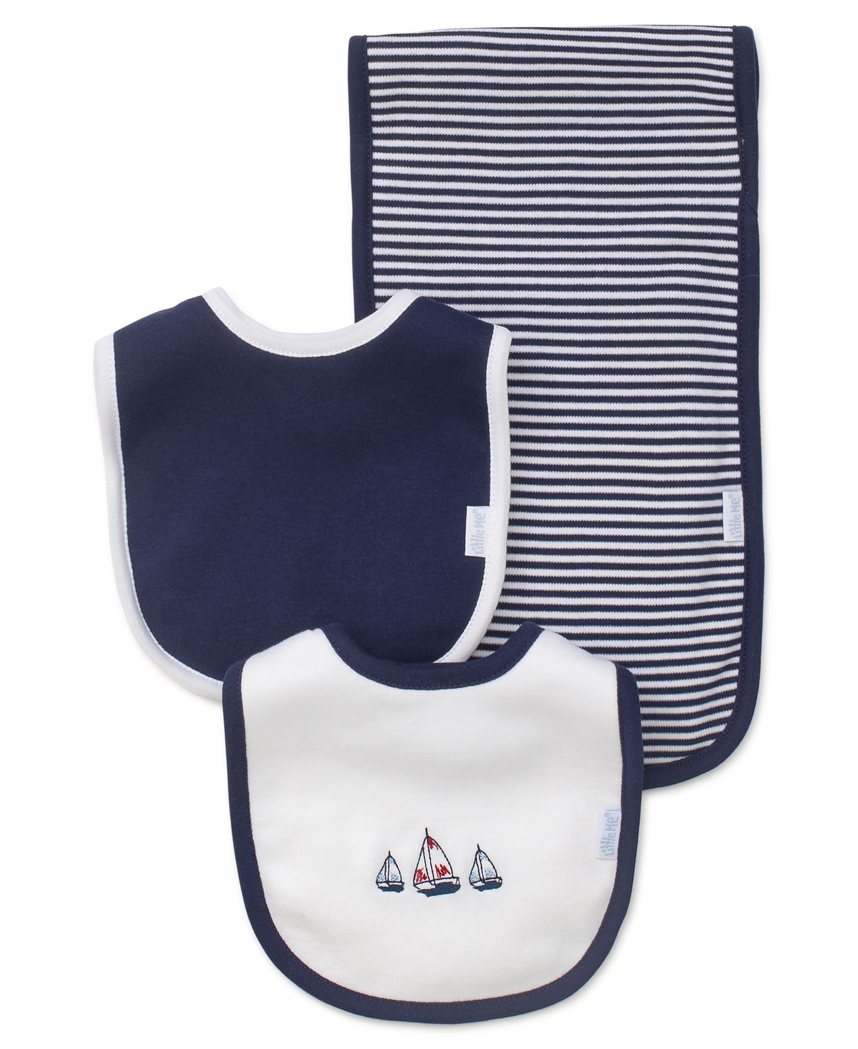 Sailboats Bib & Burp Set - Little Me