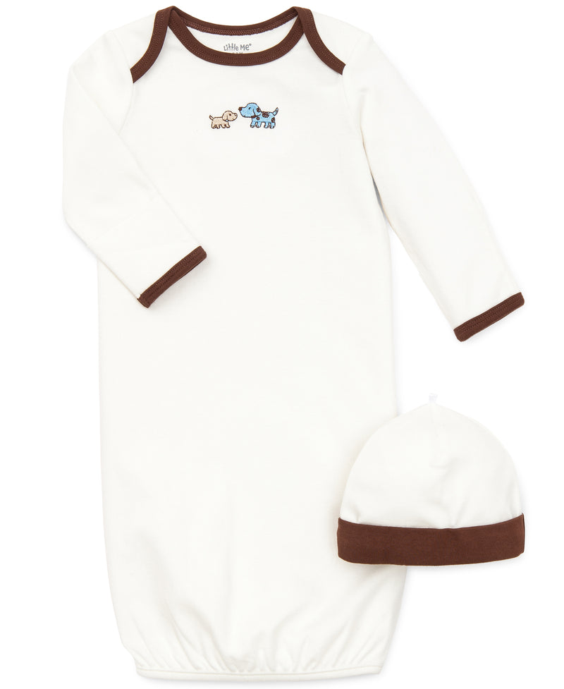 Cute Puppies Sleeper Gown And Hat - Little Me