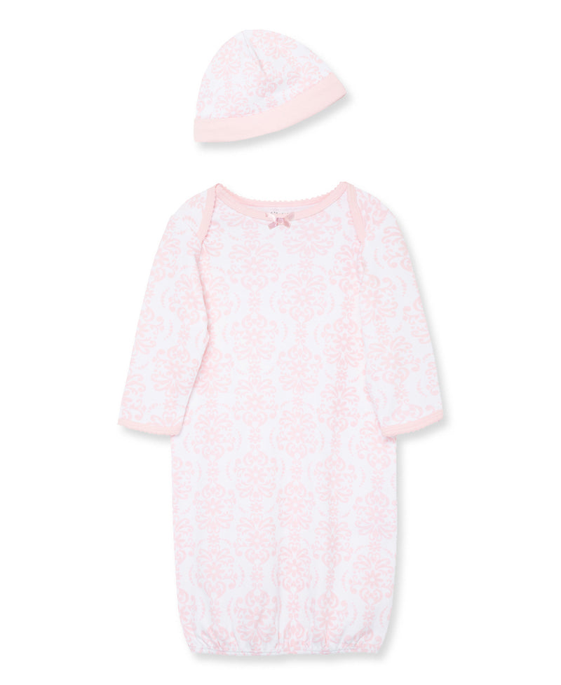 Damask Scroll Sleeper Gown And Hat - Little Me