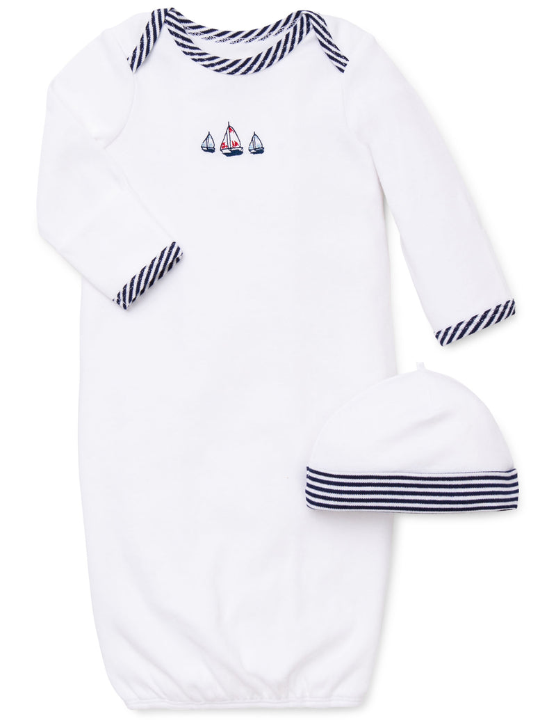 Sailboats Sleeper Gown And Hat - Little Me