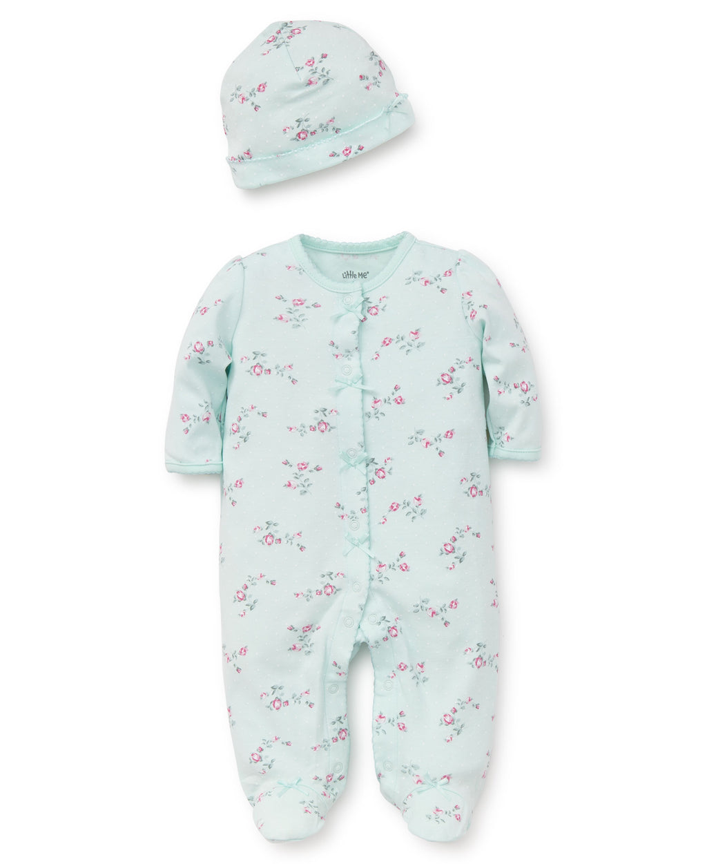 Floral Spray Footed One-Piece And Hat - Little Me