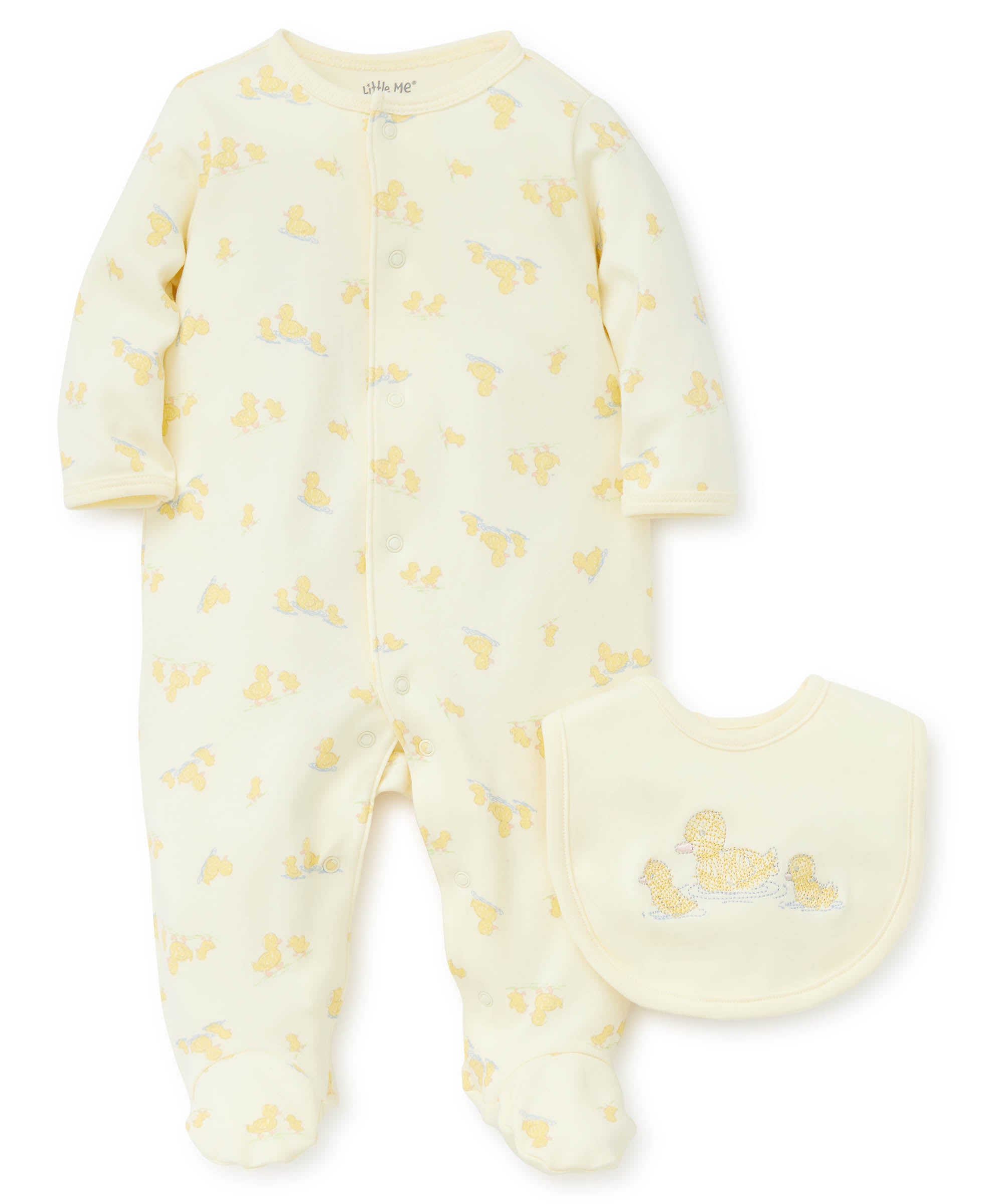 Little Ducks Footed One-Piece and Bib - Little Me