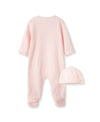 New Pink Welcome To The World Zip Footed One-Piece And Hat - Little Me