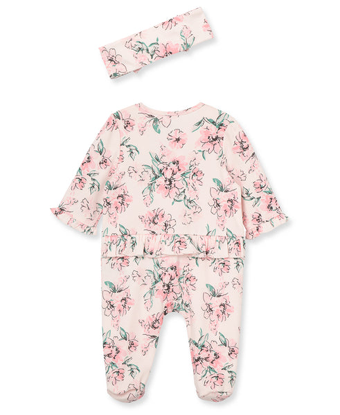 Dream Floral Zip Footed One-Piece and Headband - Little Me