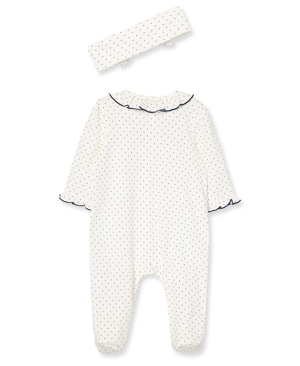 Rosebud 2-Way-Zip Footed One-Piece and Headband - Little Me