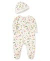 Floral Leaf Zip Footed One-Piece And Hat - Little Me