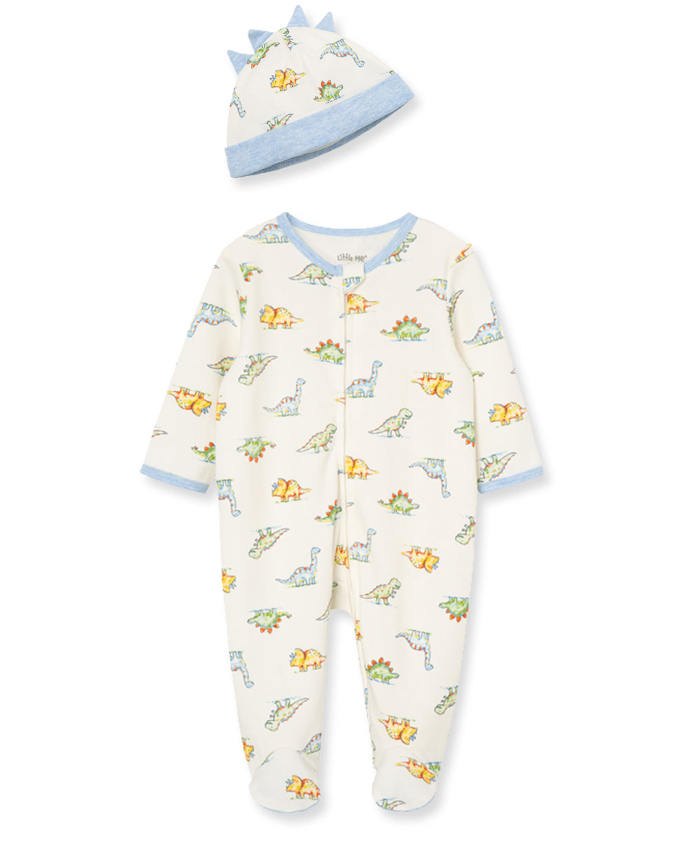 Dinomite 2-Way-Zip Footed One-Piece and Hat - Little Me