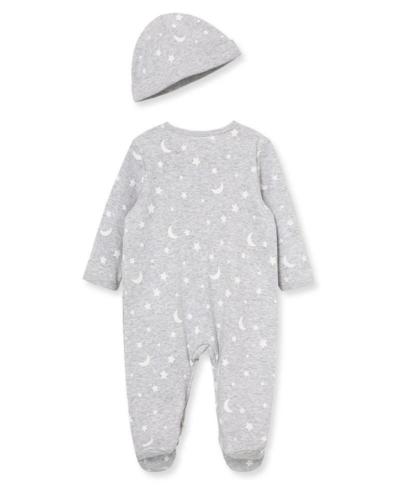 Moon & Stars Zip Footed One-Piece and Hat - Little Me