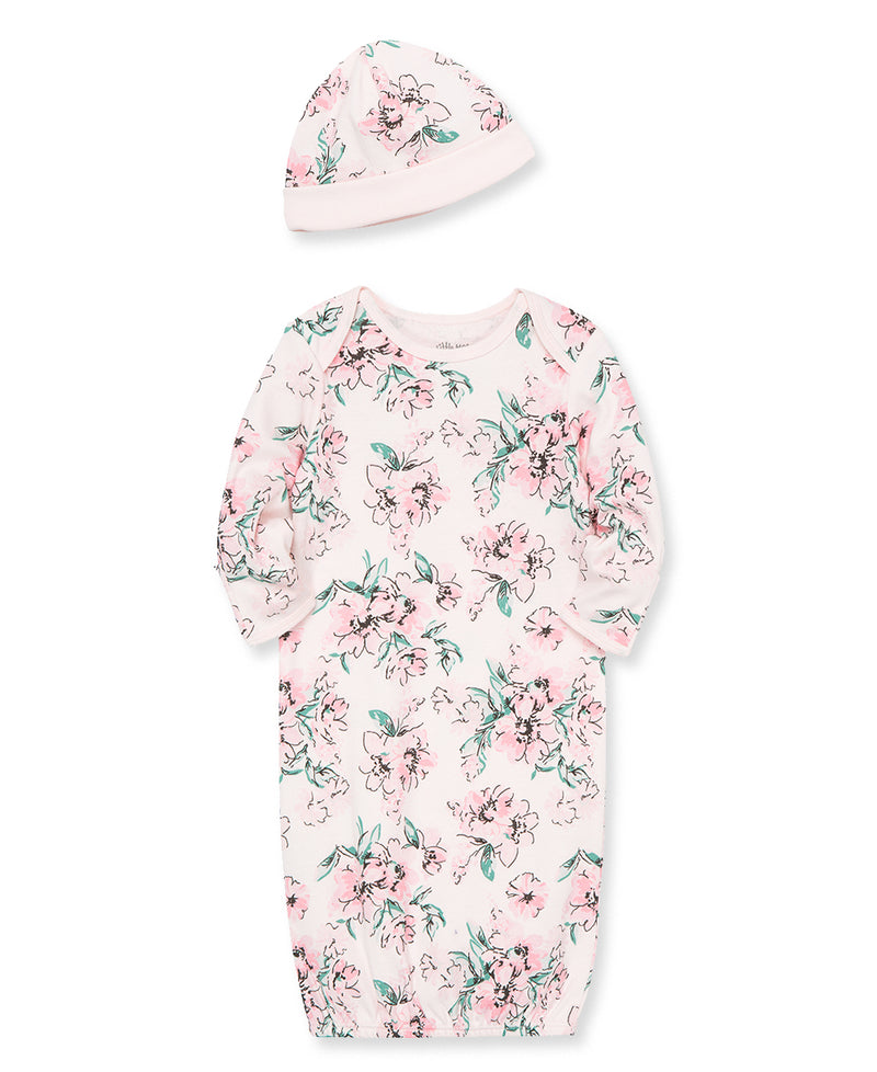 Dream Floral Sleeper Gown And Hat - Little Me