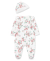 Whimsical Floral Zipper Footed One-Piece And Hat - Little Me