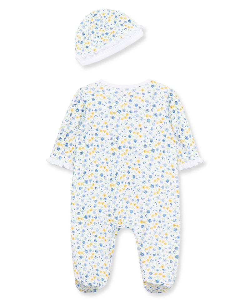 Dainty Blossoms Zip Footed One-Piece And Hat - Little Me