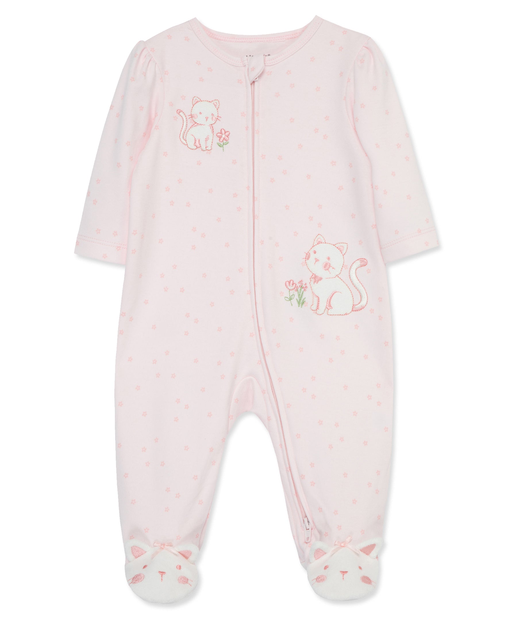 Sweet Kitties 2-Way-Zip Footed One-Piece - Little Me