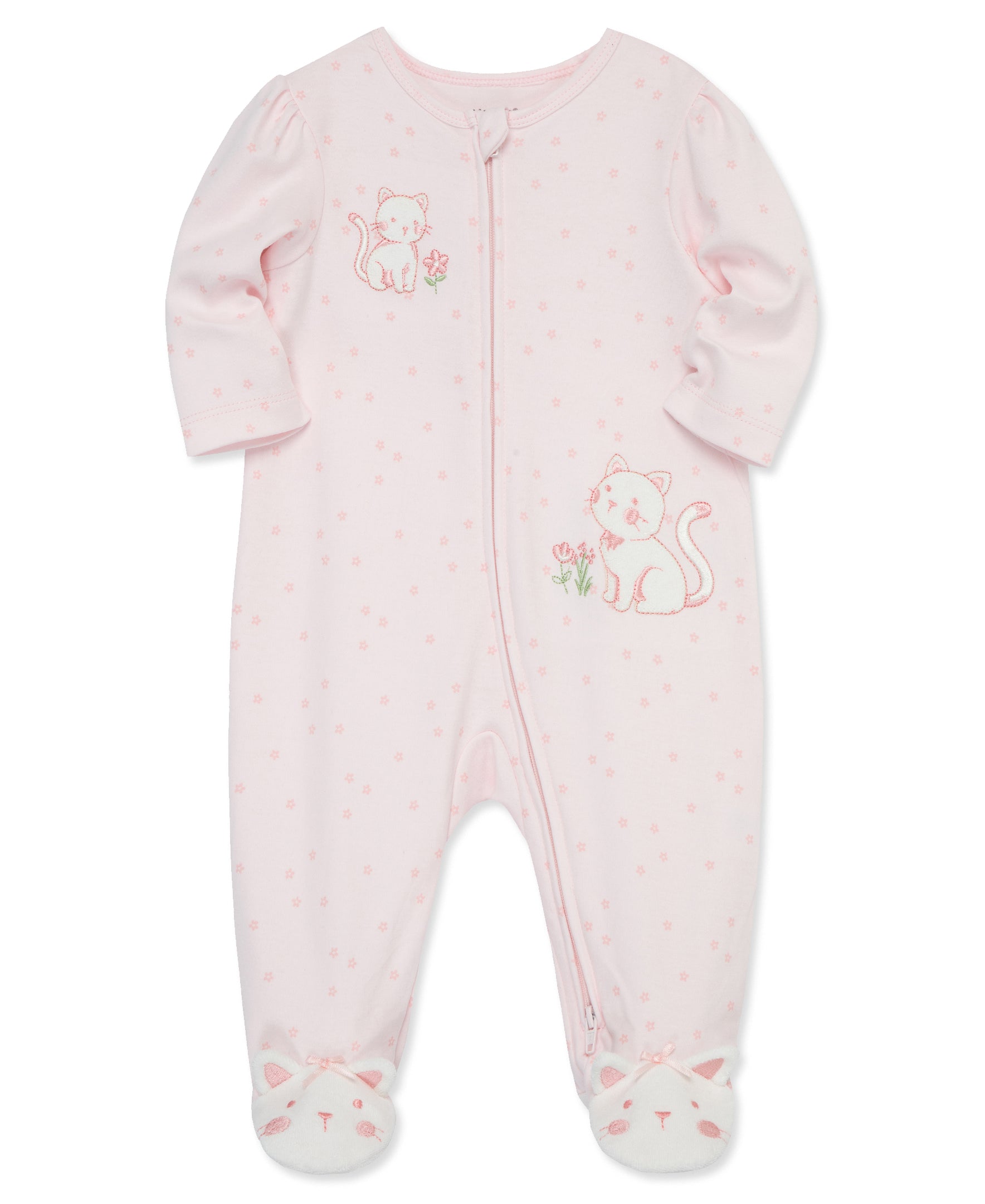 Sweet Kitties 2-Way-Zip Footed One-Piece - Little Me