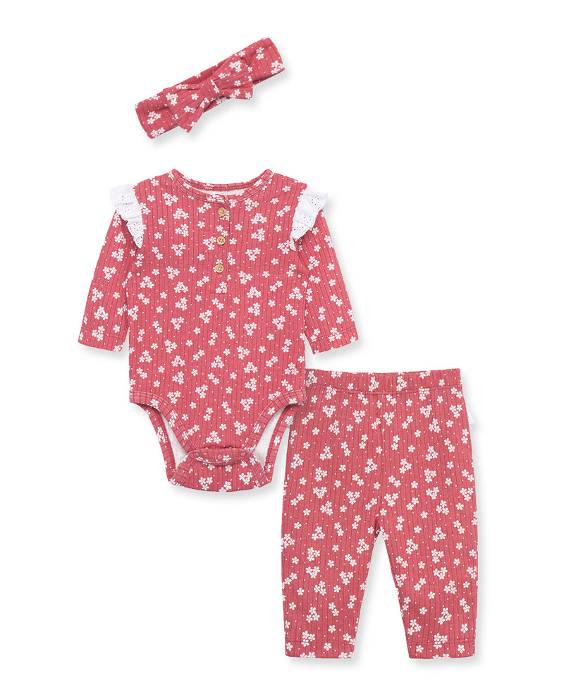 Simple Posy Rib Bodysuit & Pant Set - Little Me