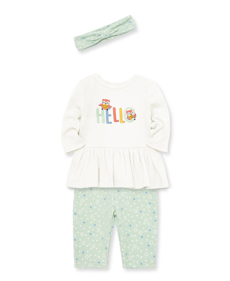 Hello Owl Infant Rib Bodysuit & Pant Set - Little Me