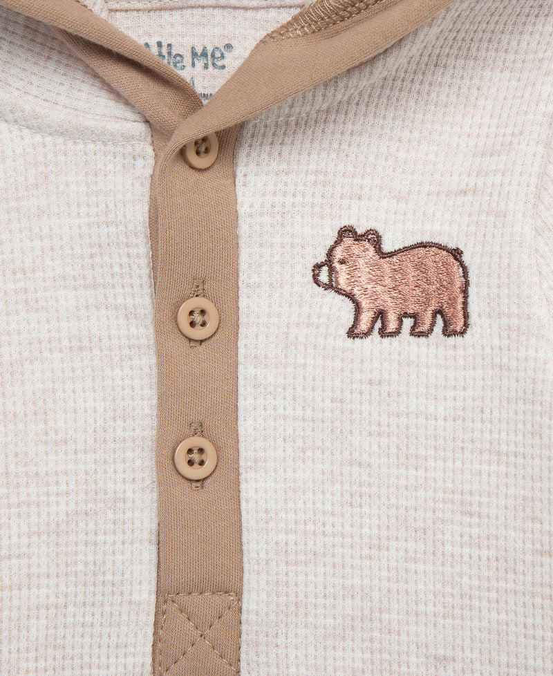 Fuzzy Bear Waffle Knit Bodysuit & Pant Set - Little Me